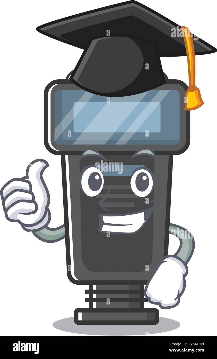 Graduation camera flash isolated with the mascot Stock Vector Image