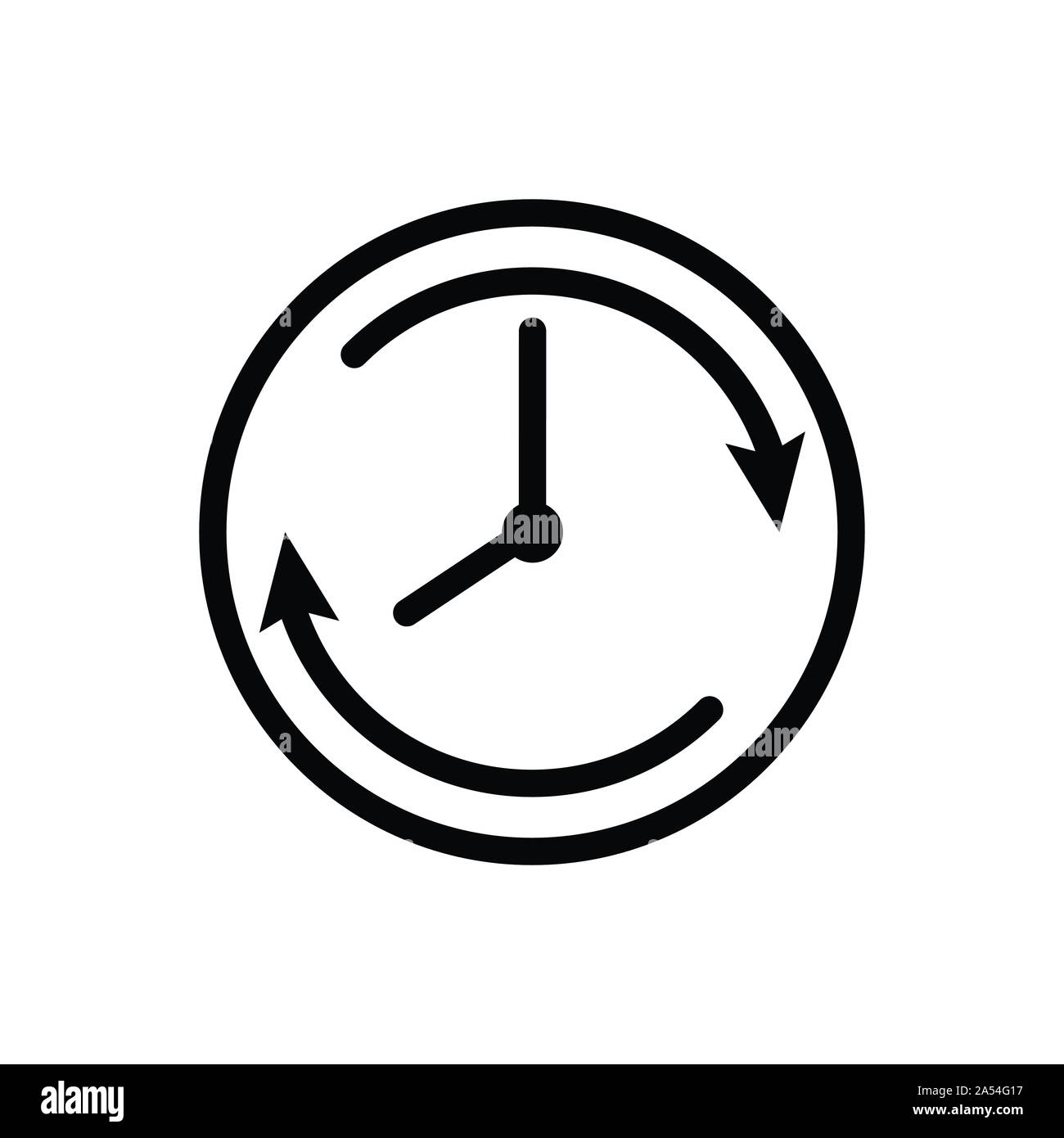Clock with clockwise vector icon isolate on white background for