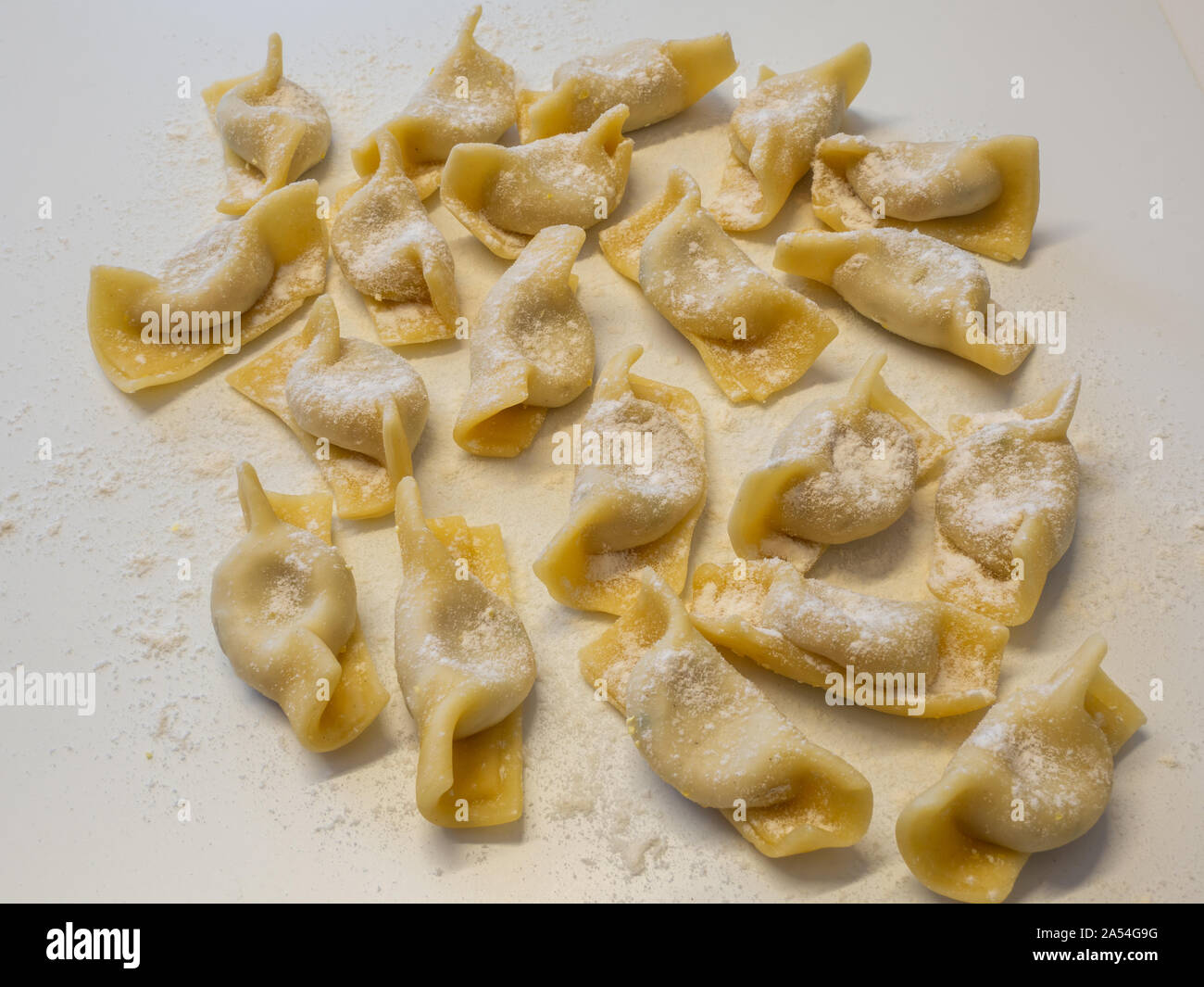 A kind of ravioli, casoncelli, home made traditional food of the Bergamo area, Italy. Delicious Italian food Stock Photo