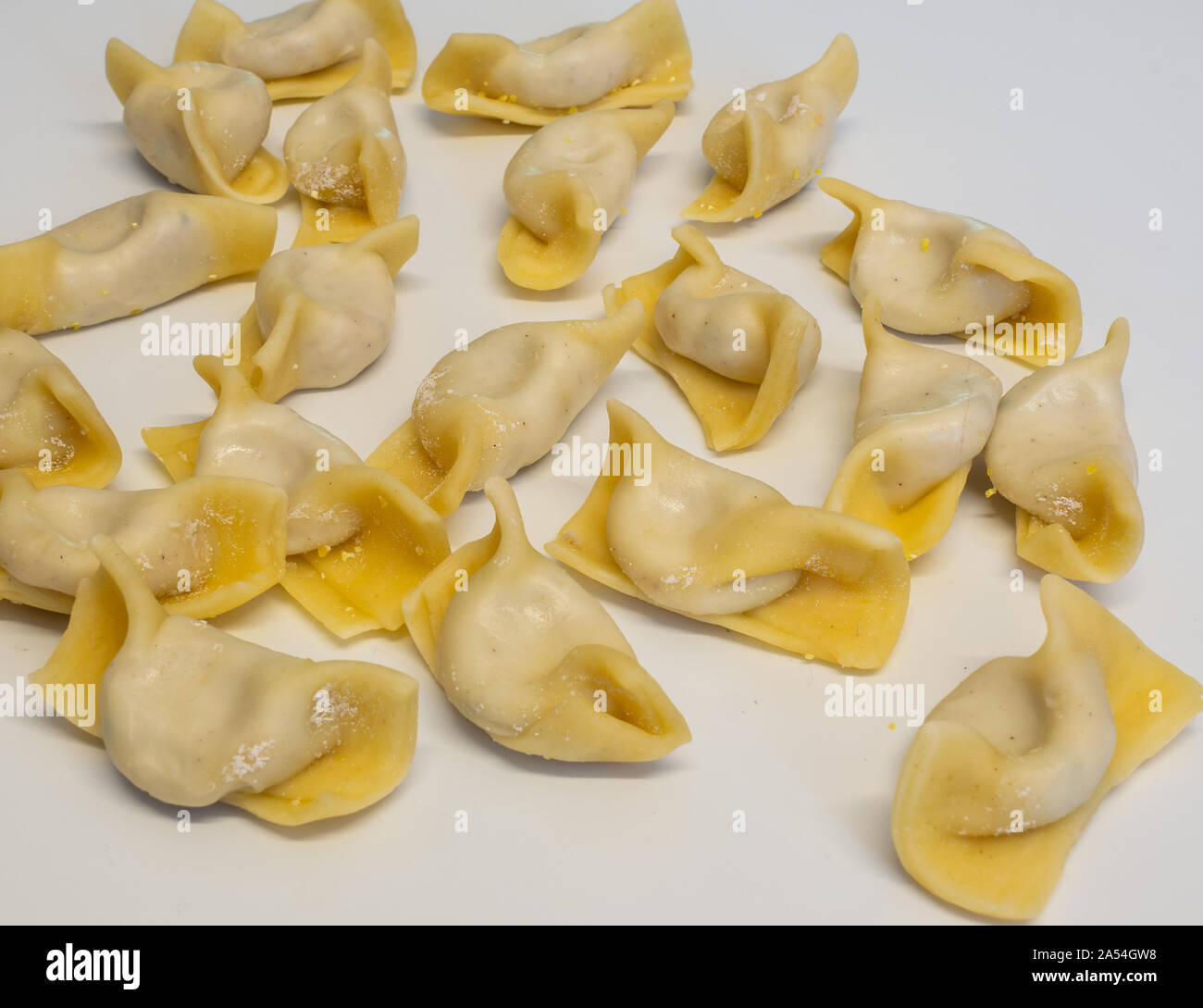 A kind of ravioli, casoncelli, home made traditional food of the Bergamo area, Italy. Delicious Italian food Stock Photo