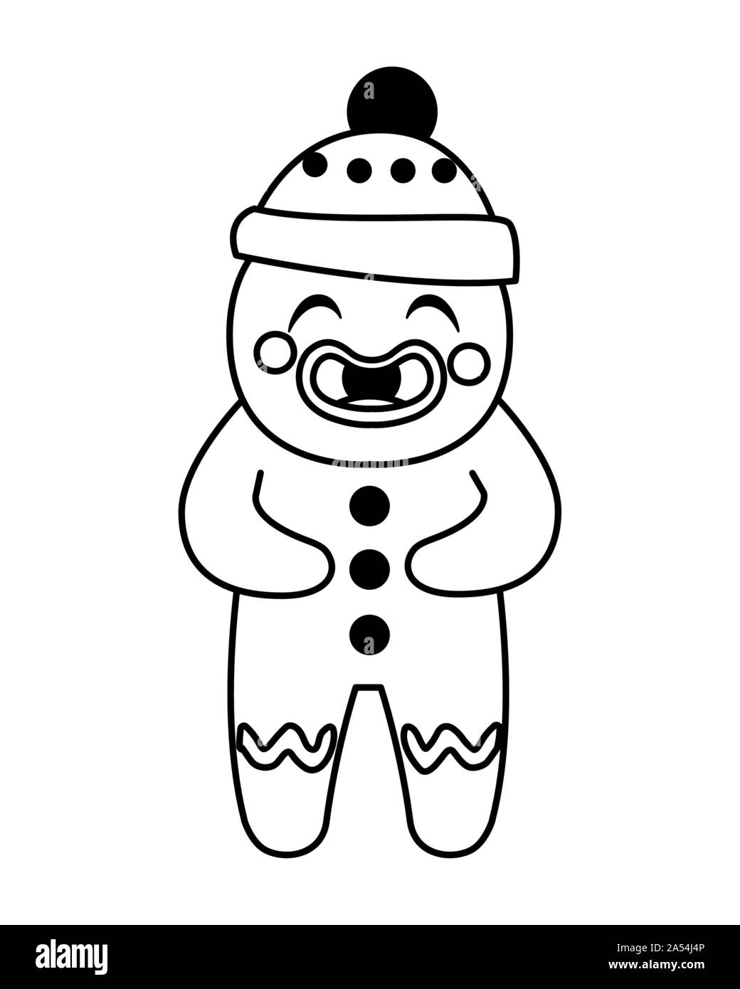 gingerbread man with hat in white background vector illustration design ...