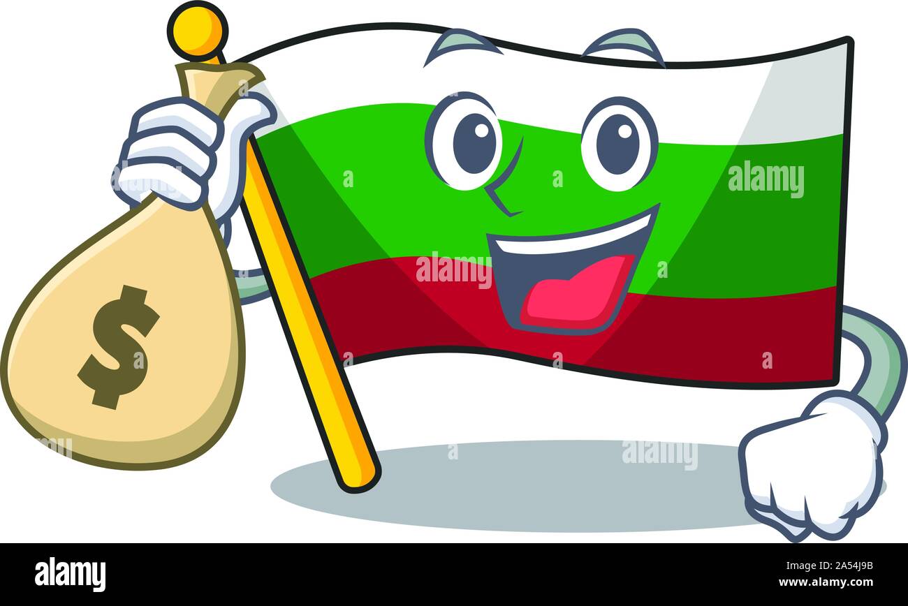 With money bag flag bulgarian hoisted on cartoon pole Stock Vector ...