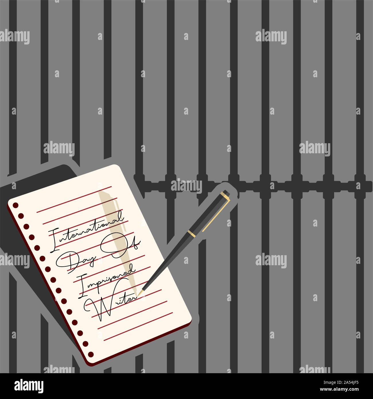 Prison Note Paper International Day Of Imprisoned Writer Design with a pen that writes on ...