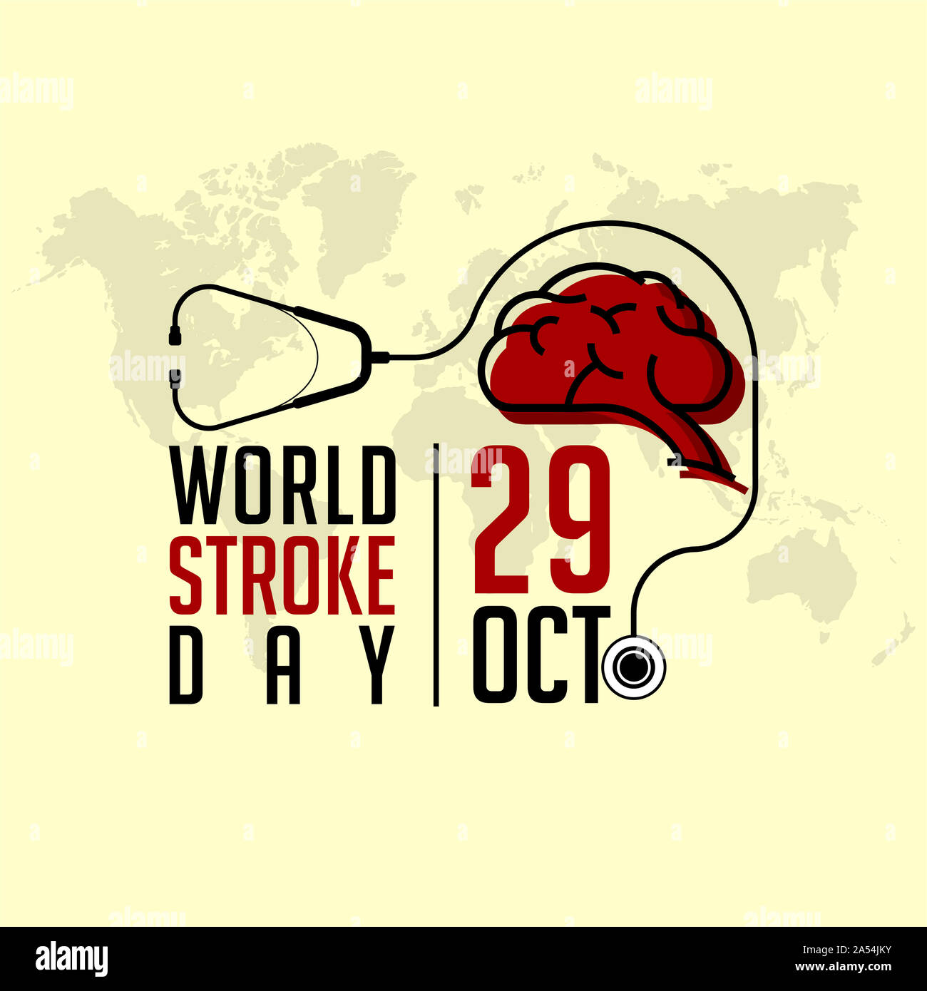 World Stroke Day on October 29, With Stethoscope and Brain vector design Stock Photo