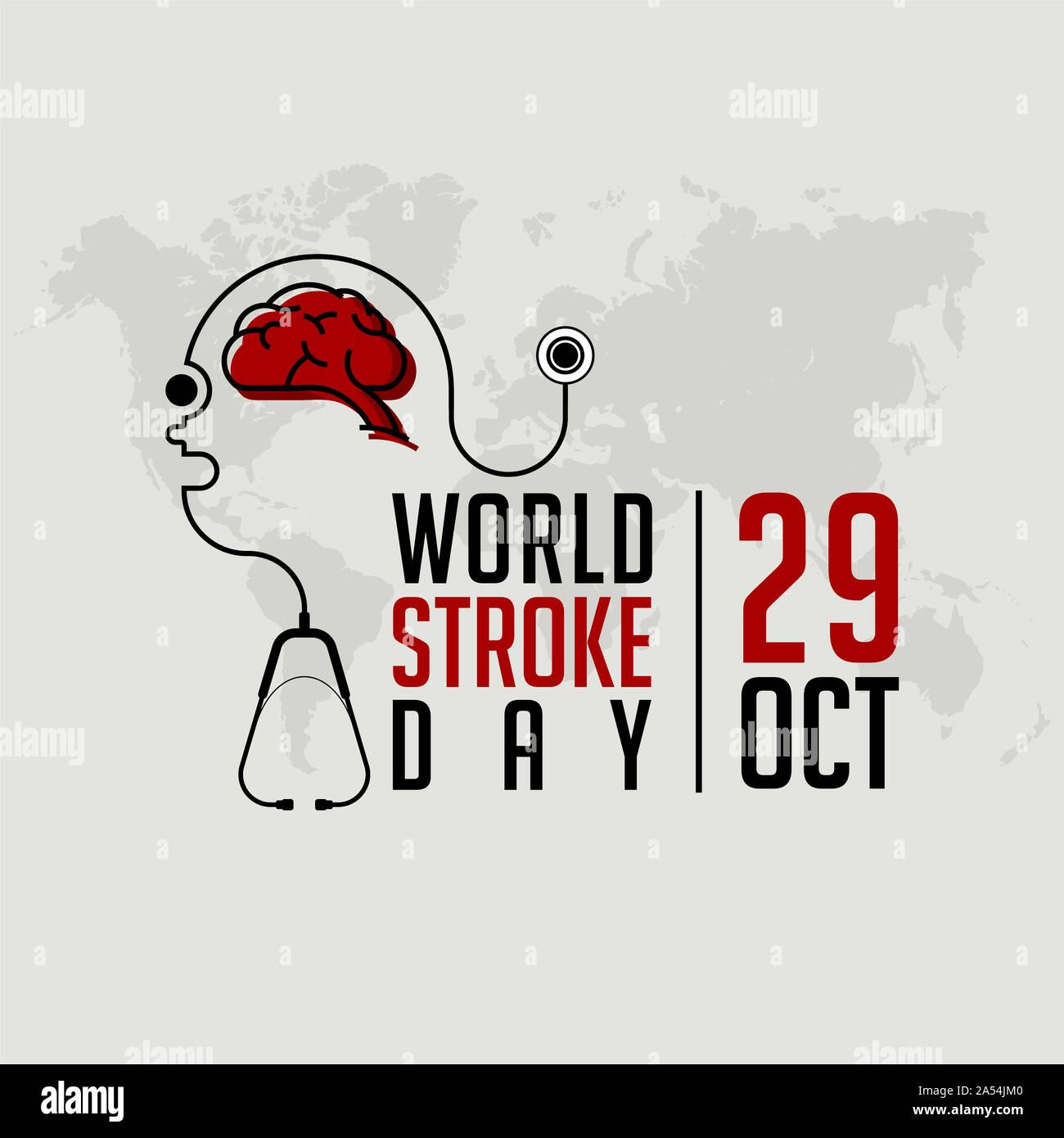 World Stroke Day on October 29, With Stethoscope Human Head and Brain vector design Stock Photo
