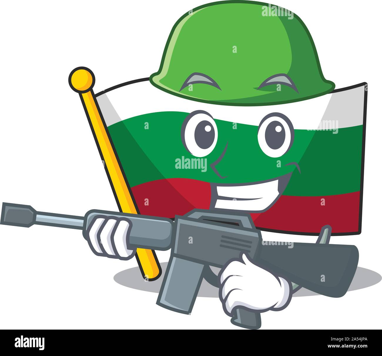 Army flag bulgarian hoisted on cartoon pole Stock Vector