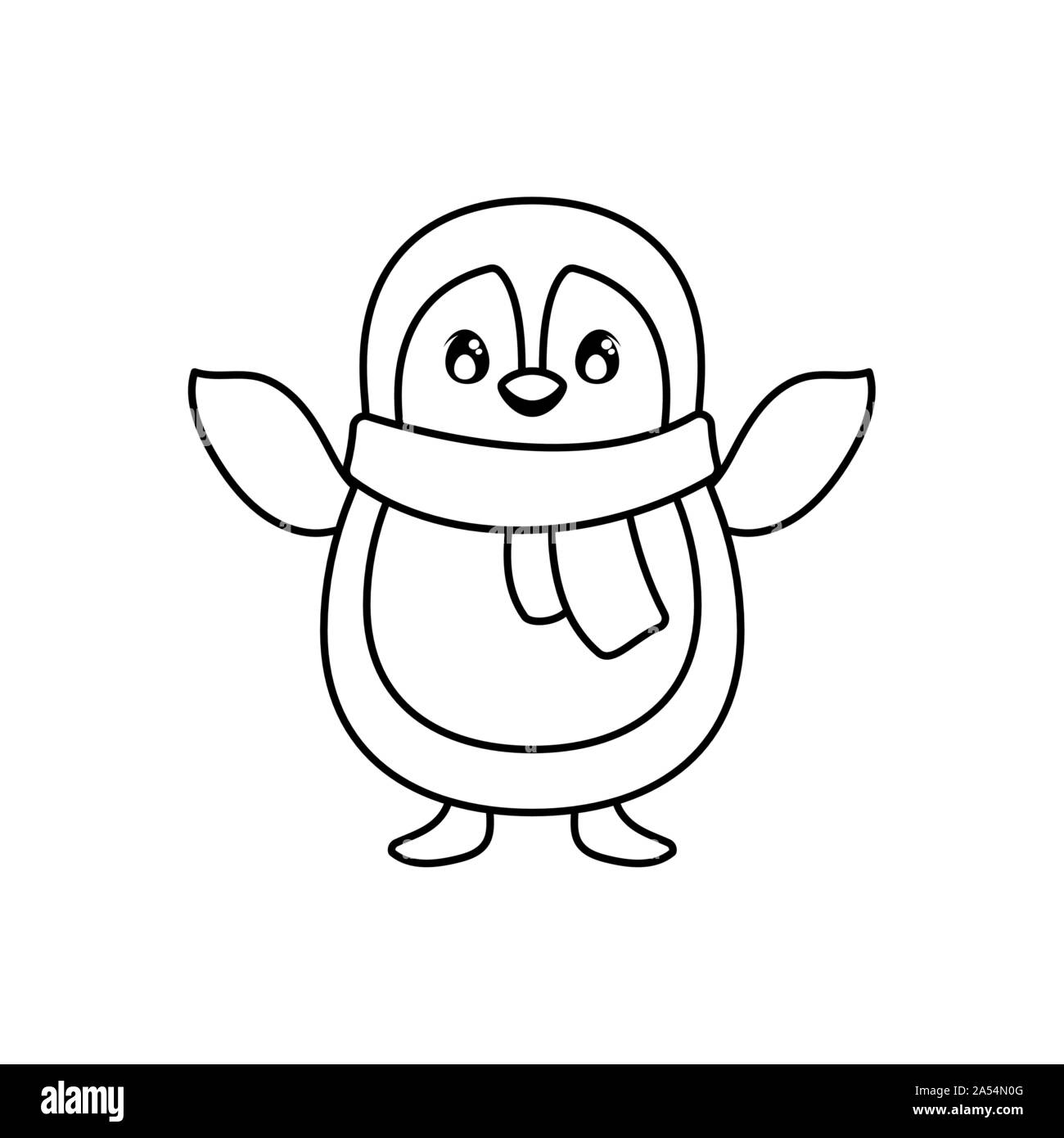 cute penguin with scarf on white background vector illustration design