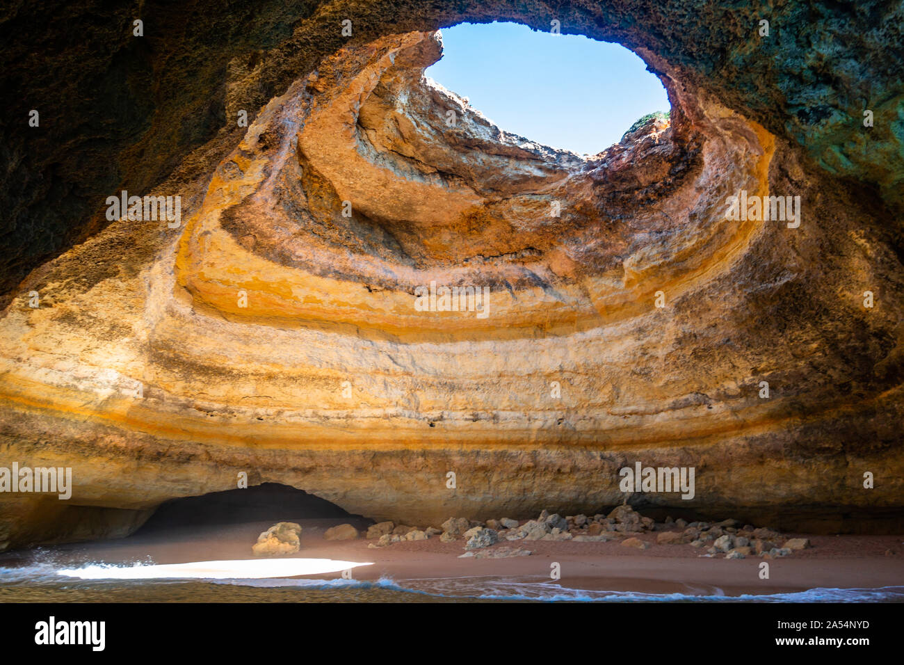 The Benagil cave (Algar de Banagil) is a stunning sea cave in Algarve coastline a popular tourist attraction, Portugal Stock Photo