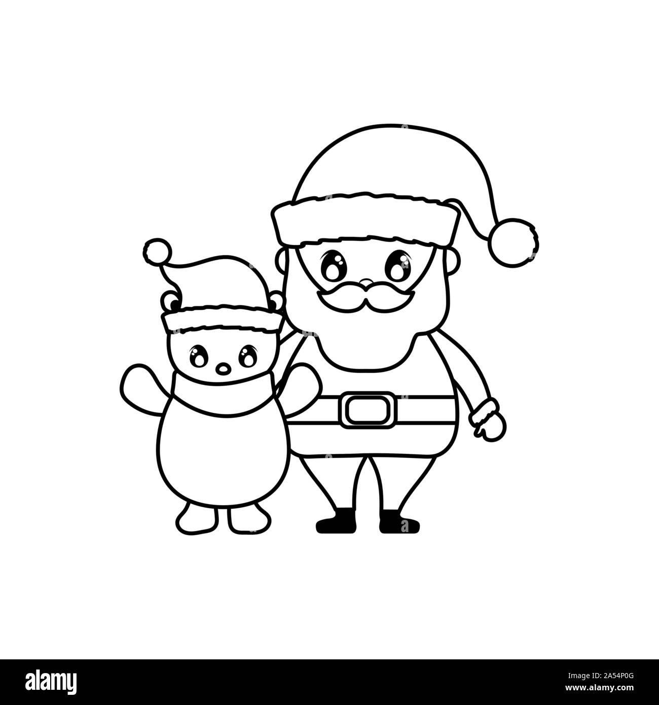 santa claus and polar bear on white background vector illustration