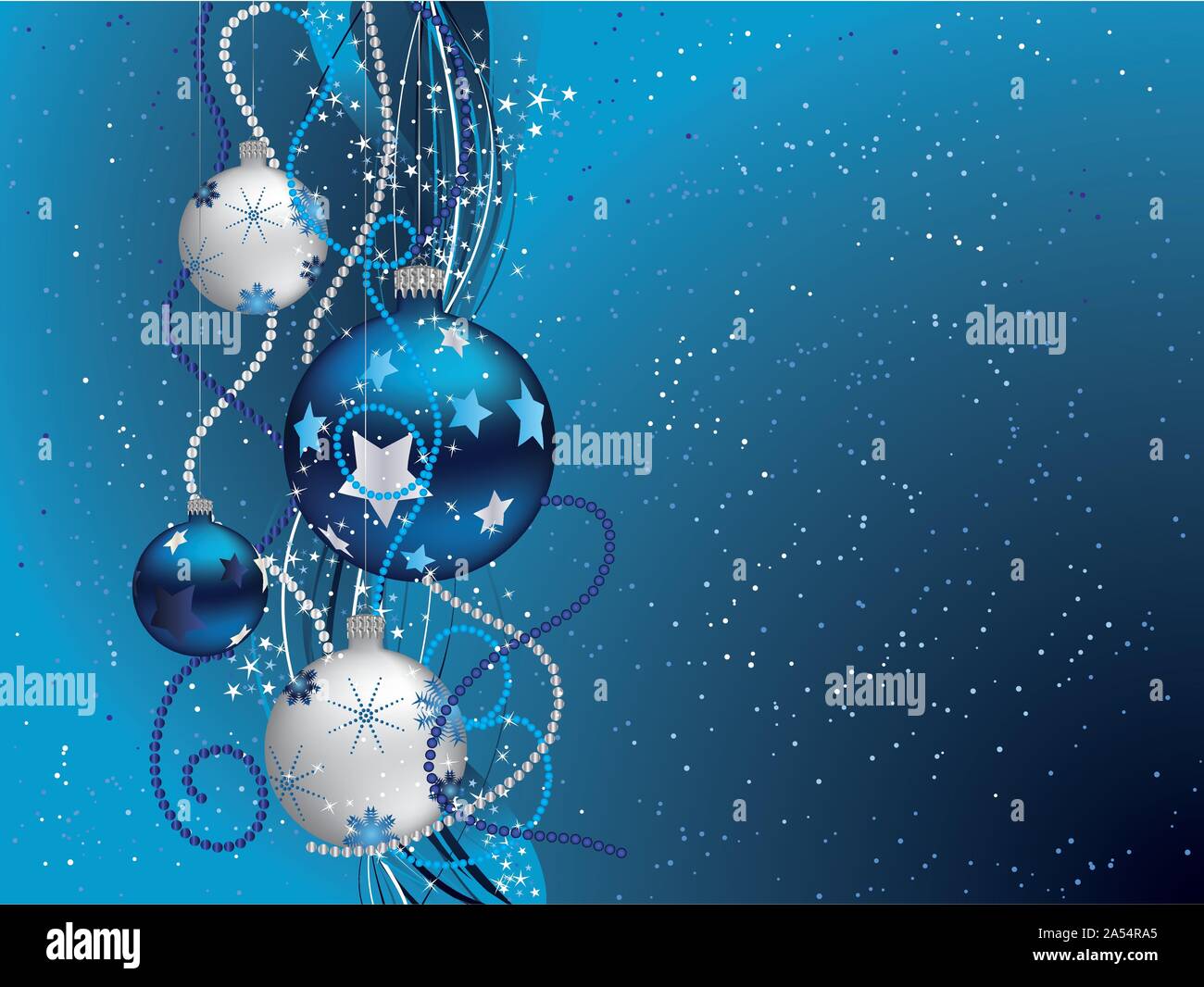 Christmas background with blue and silver balls Stock Vector Image ...