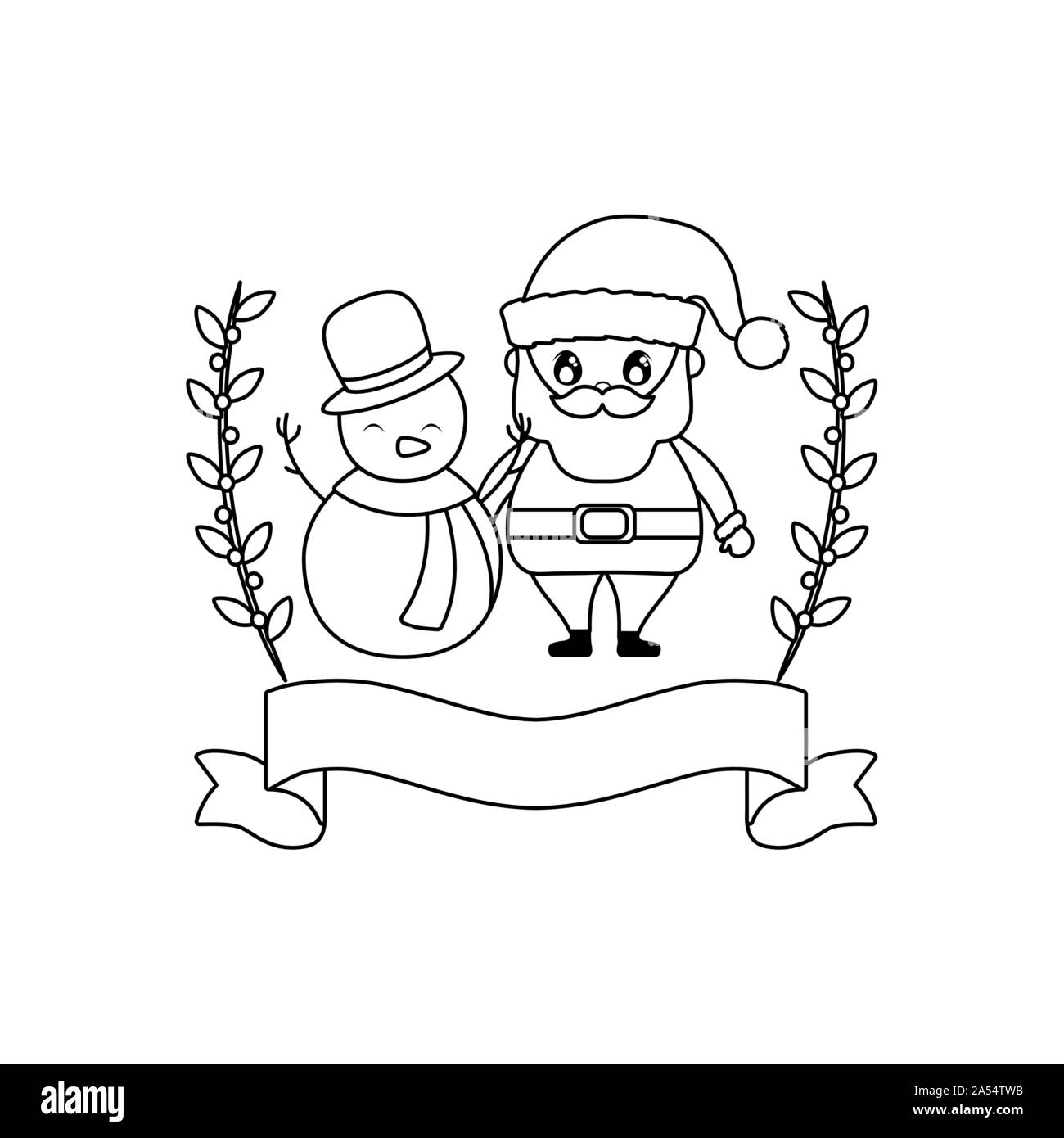 santa claus with snowman on white background vector illustration design ...