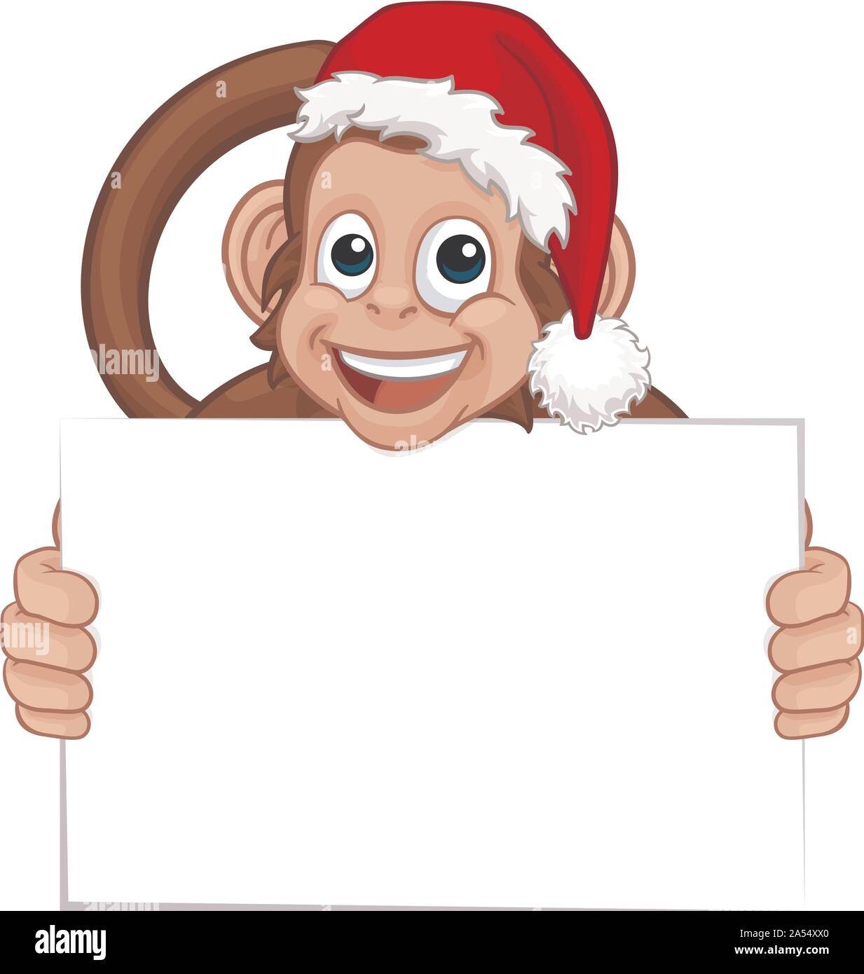 Christmas Monkey Cartoon Character in Santa Hat Stock Vector Image