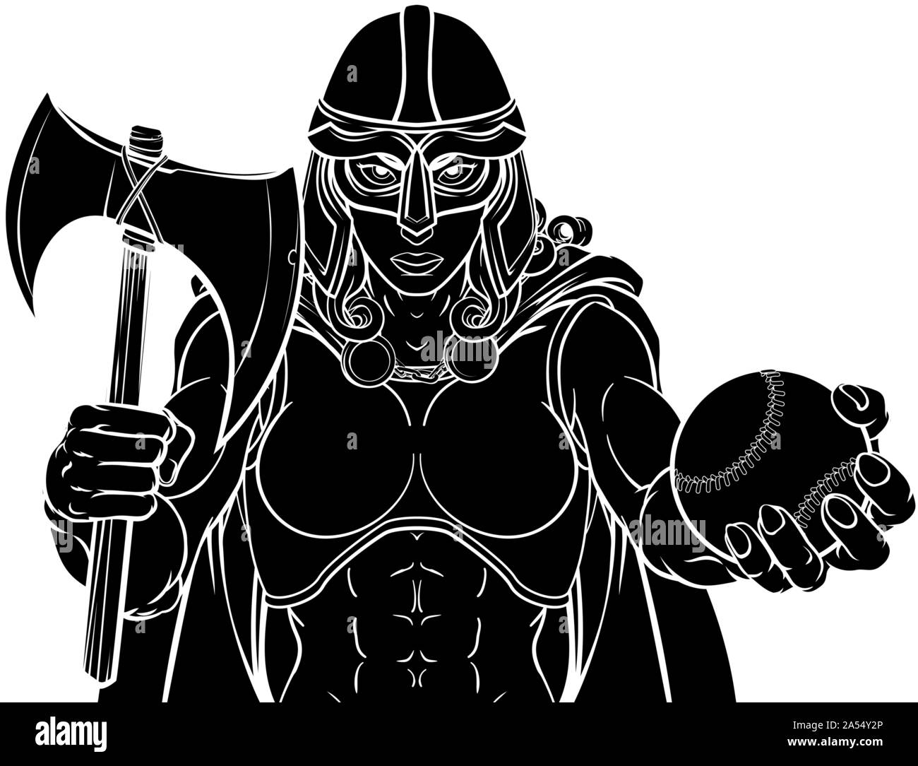 Viking Trojan Celtic Knight Baseball Warrior Woman Stock Vector