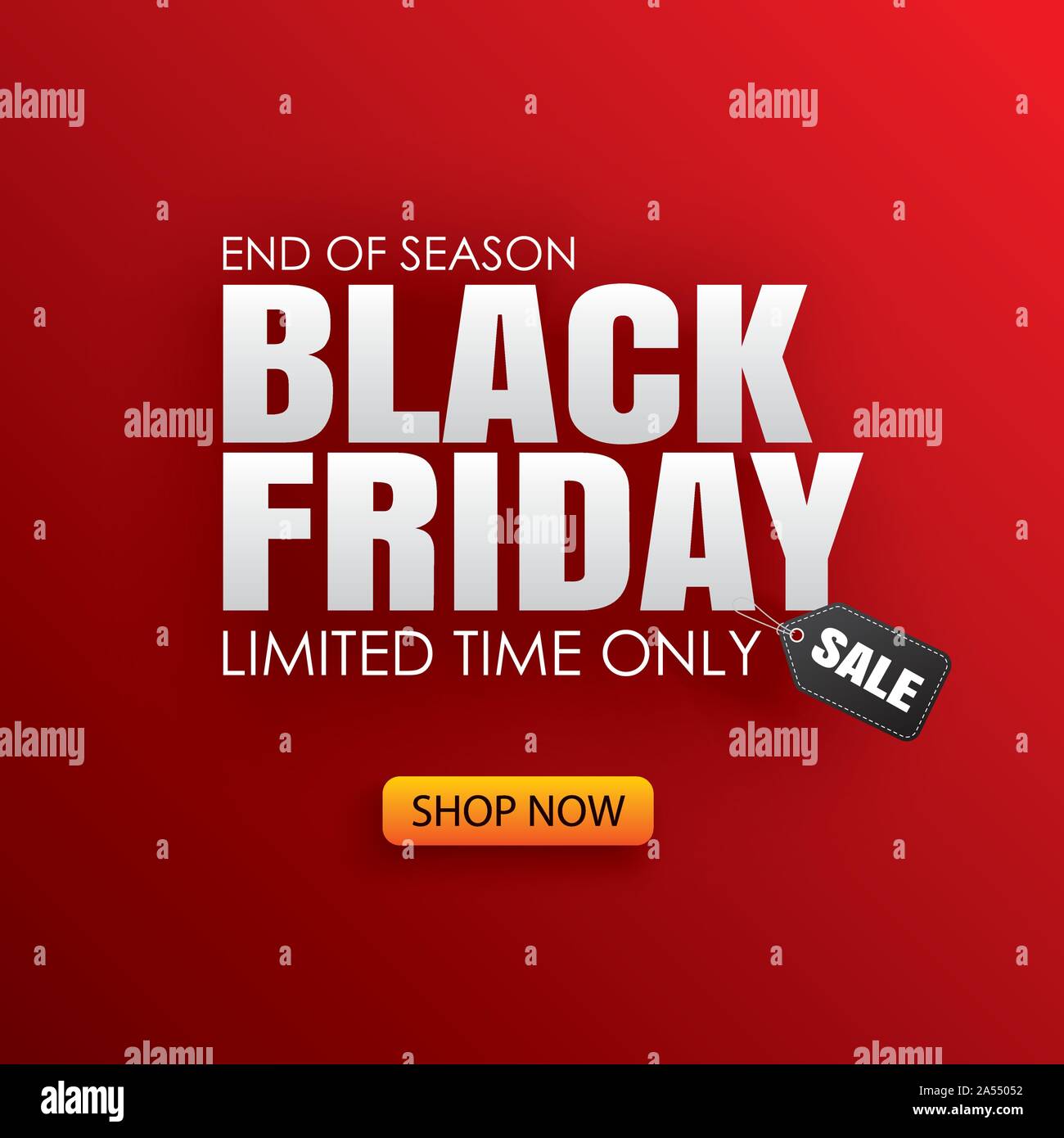 Black friday sale banner with white text on red background. Use for discount, shopping, promotion, advertising. Stock Vector