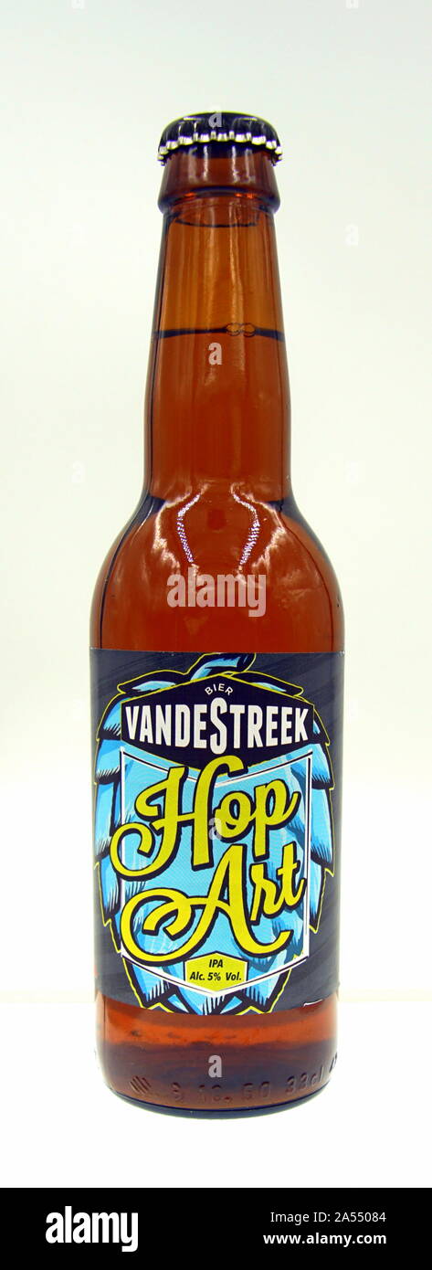 Amsterdam, the Netherland - October 9, 2019: Bottle of VandeStreek Hop Art beer, a Session IPA styled beer brewed by vandeStreek bier. Stock Photo