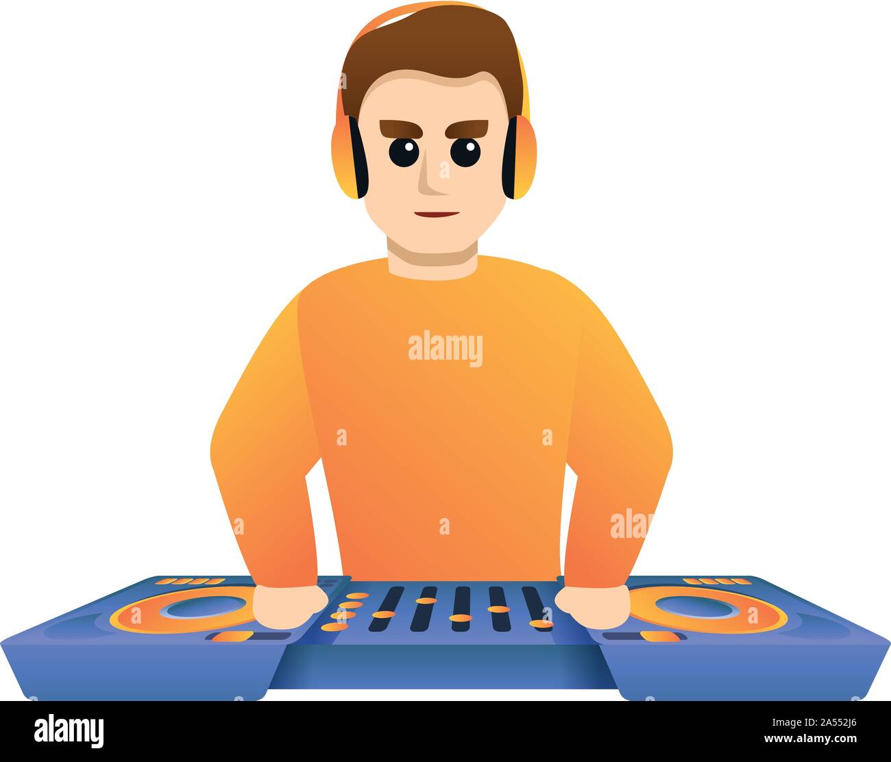 Dj orange clothes icon. Cartoon of dj orange clothes vector icon for web design isolated on white background Stock Vector