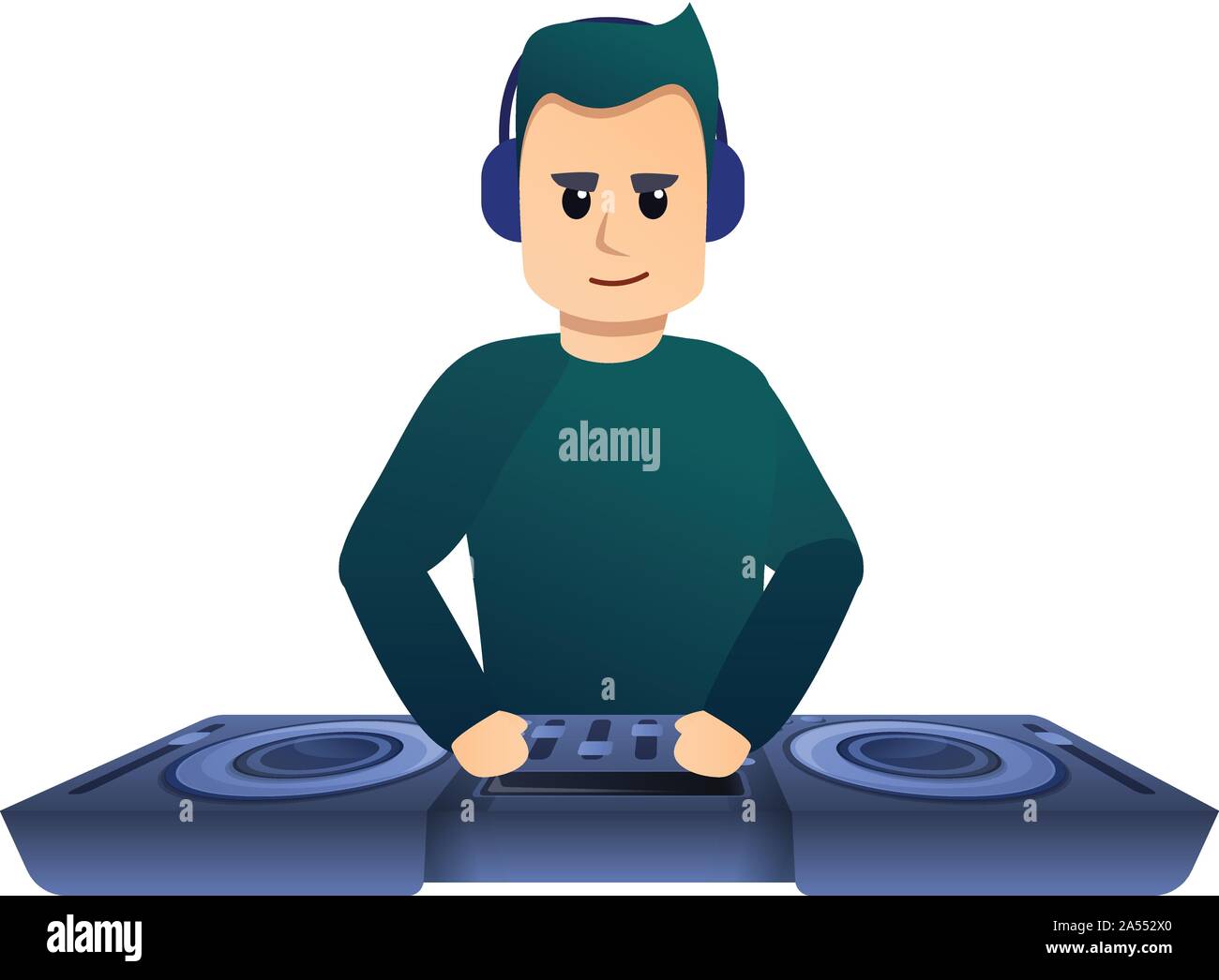 Serious dj icon. Cartoon of serious dj vector icon for web design isolated on white background Stock Vector