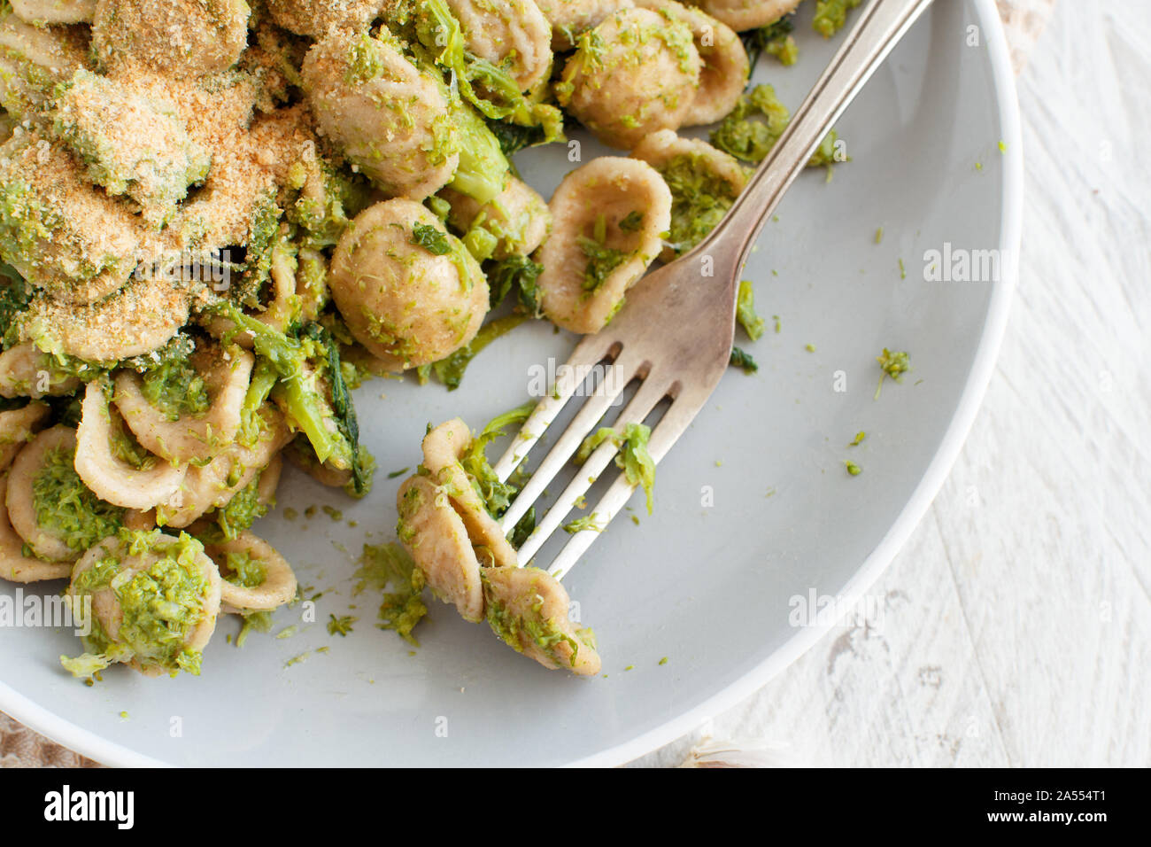 Traditional Apulia region pasta Orecchiette with turnip greens Stock