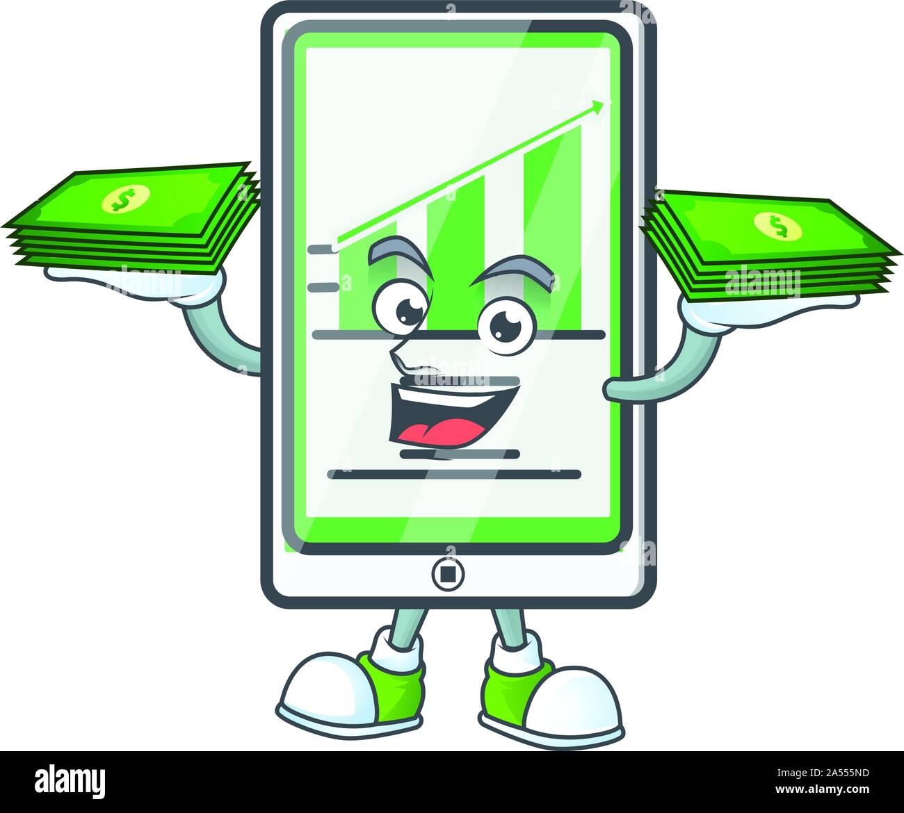 With money bag up chart vertical tablet on white background Stock Vector Image & Art Alamy