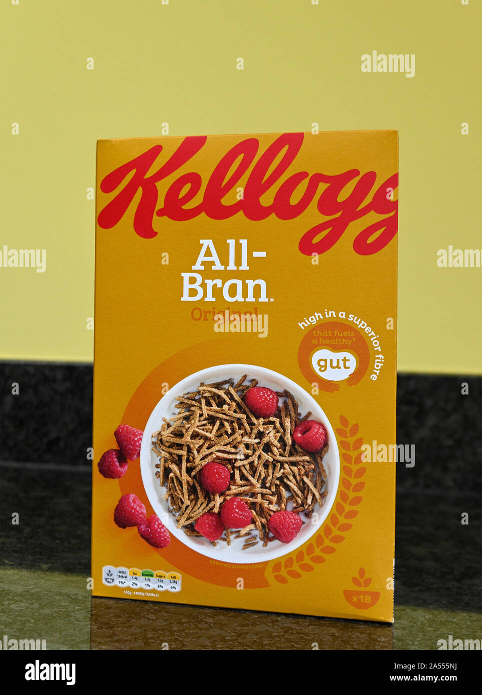 Pack of Kellogg's AllBran Original breakfast cereal. High in a