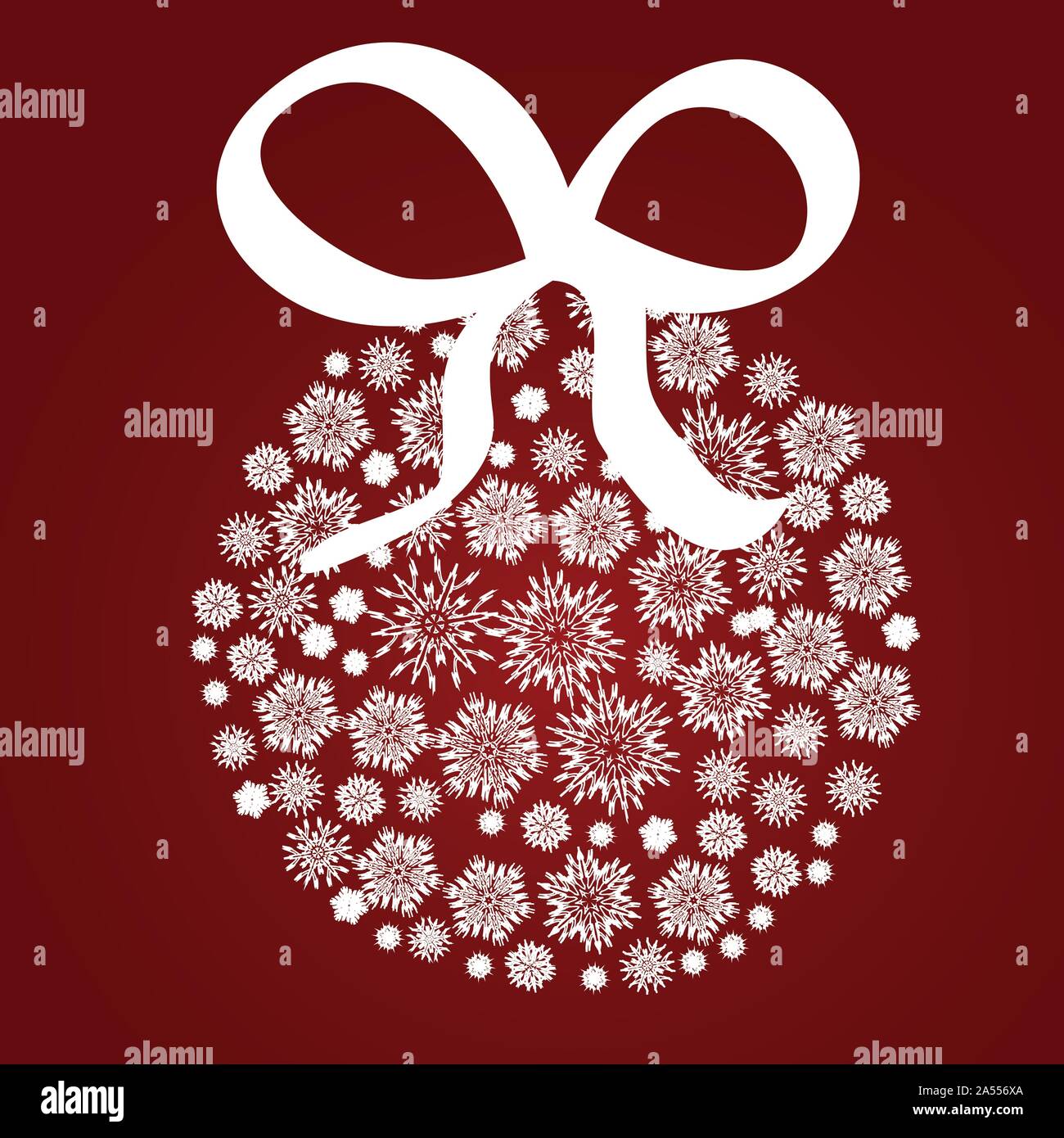 Illustration of red Christmas background with ball of snowflake Stock ...