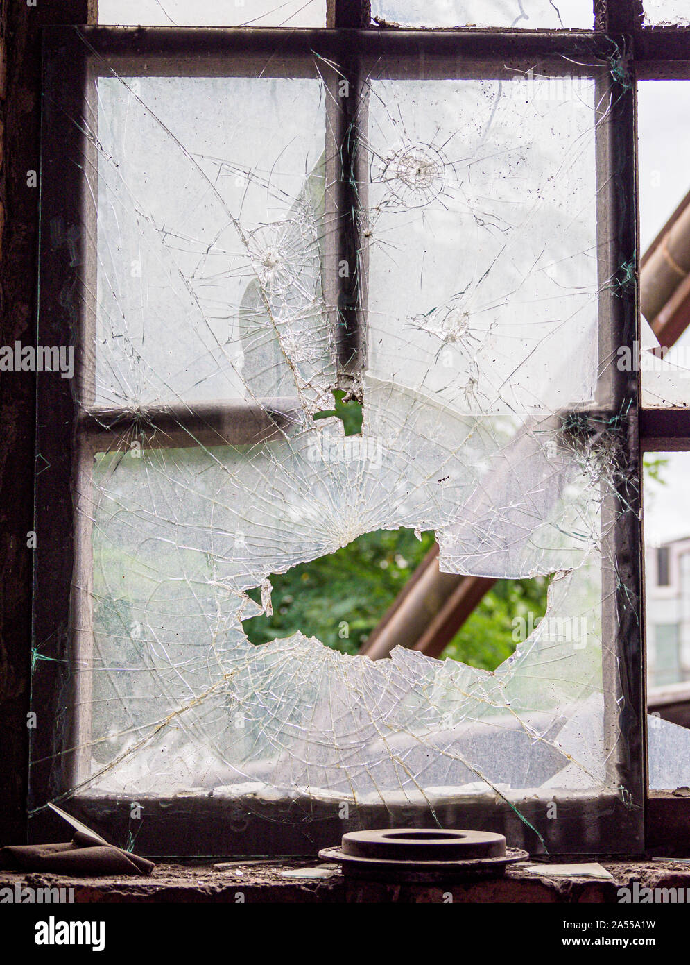 Broken & Cracked window Stock Photo Alamy