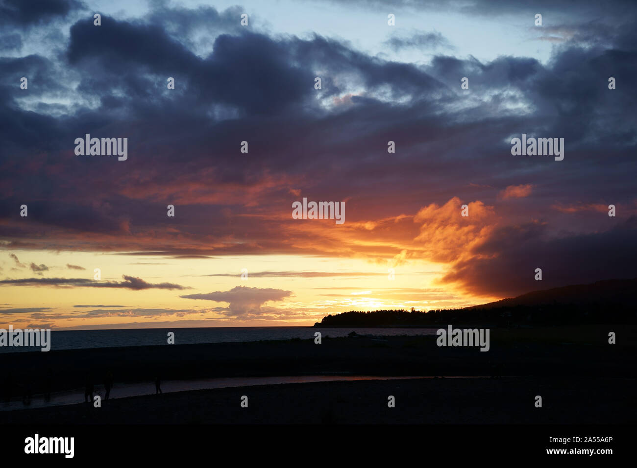 Sunset over Kachemak Bay, Homer, Alaska Stock Photo