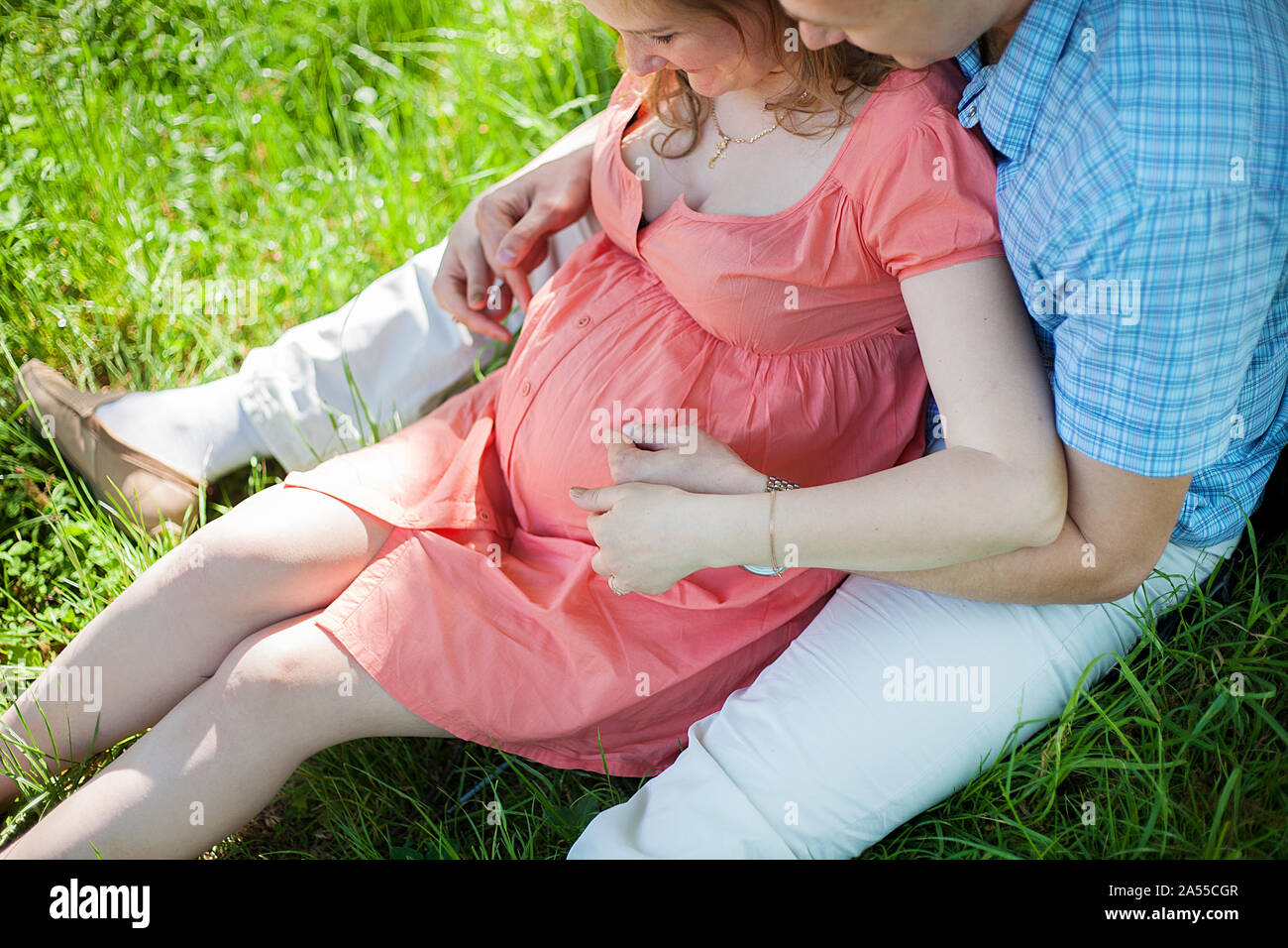 Together in waiting of baby's birth - happy man and woman Stock Photo ...
