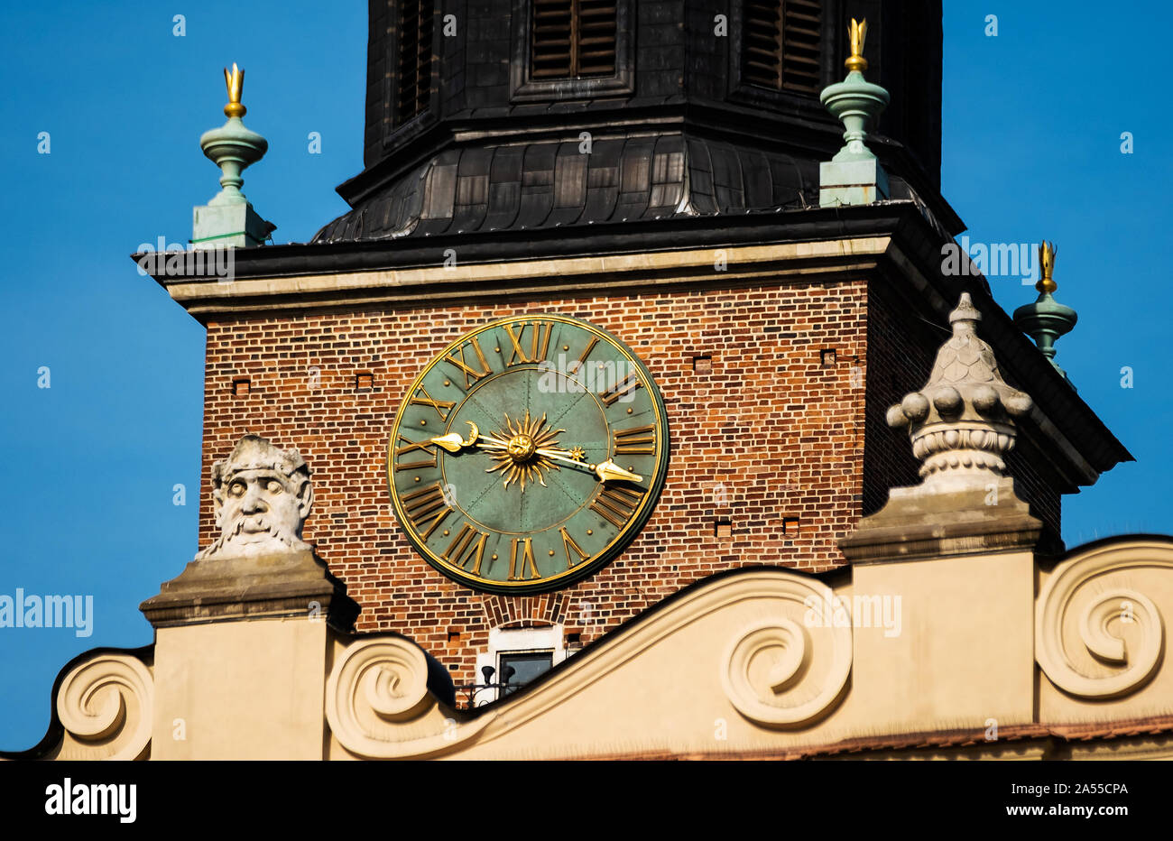 Big ancient tower clock in Krakow ,Poland Stock Photo Alamy