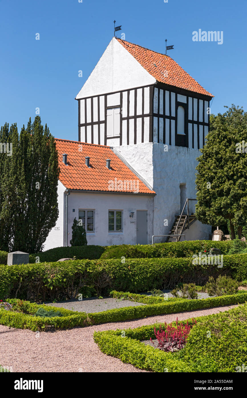 Ny Kirke; Glockenturm, Nyker, Bornholm Stock Photo
