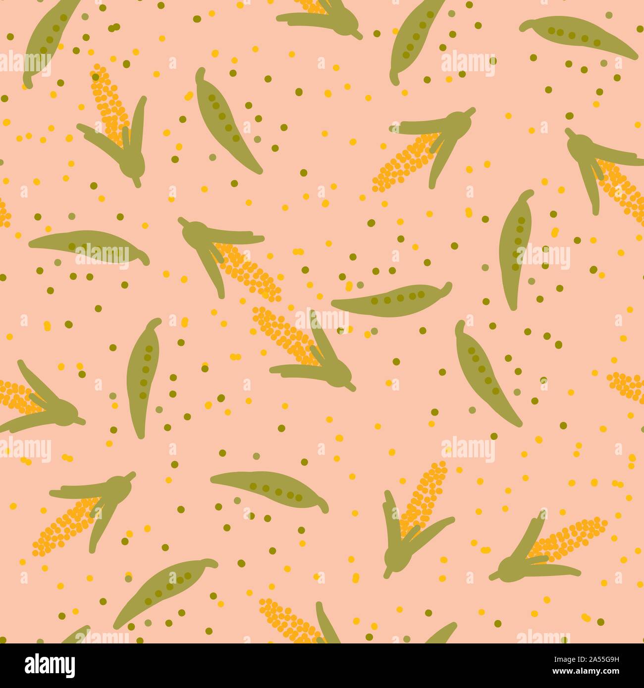 seamless vector pattern with sweet peas and corn Stock Vector