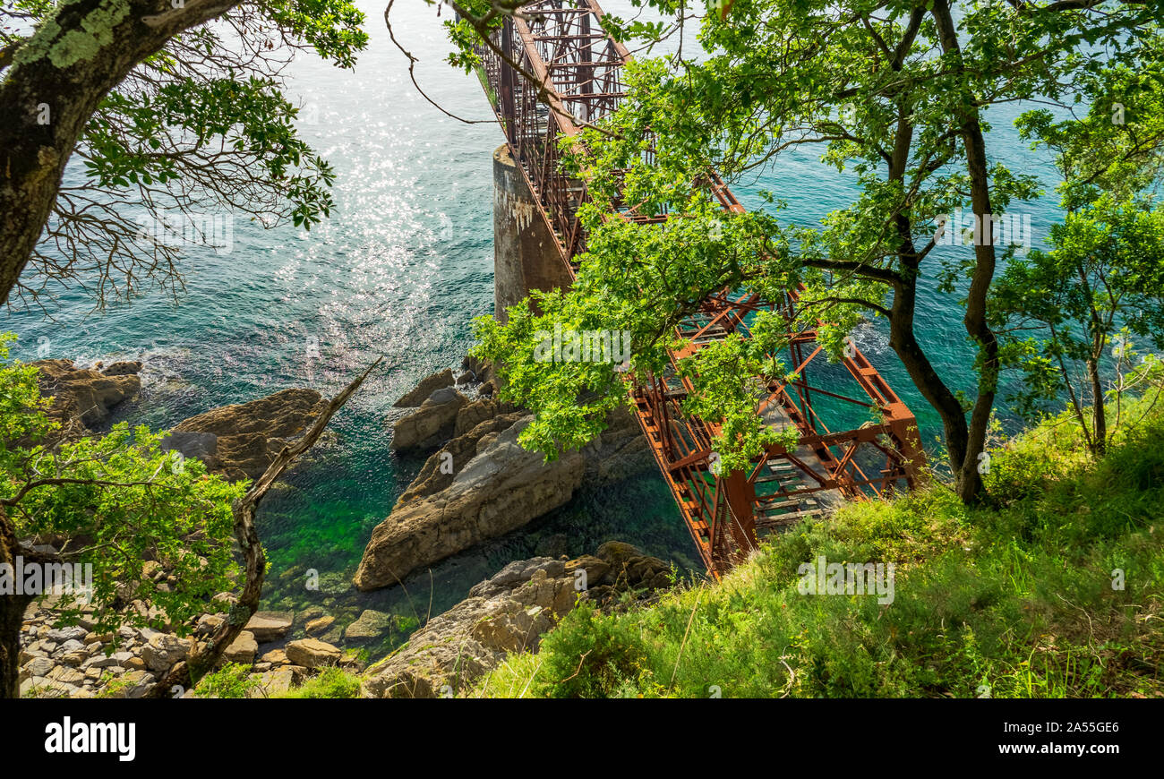 Loading Bay Decayed Old abandoned rusty iron loading bay top view Stock Photo - Alamy