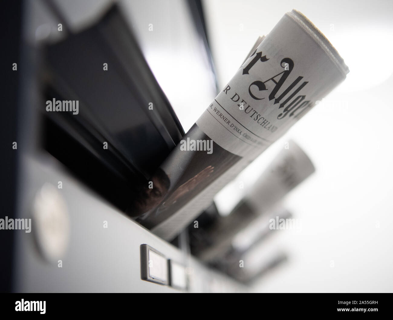Berlin, Germany. 17th Oct, 2019. The 'Frankfurter Allgemeine Zeitung' (FAZ) and other newspapers are stuck in letterboxes in an apartment building. Credit: Soeren Stache/dpa-Zentralbild/ZB/dpa/Alamy Live News Stock Photo