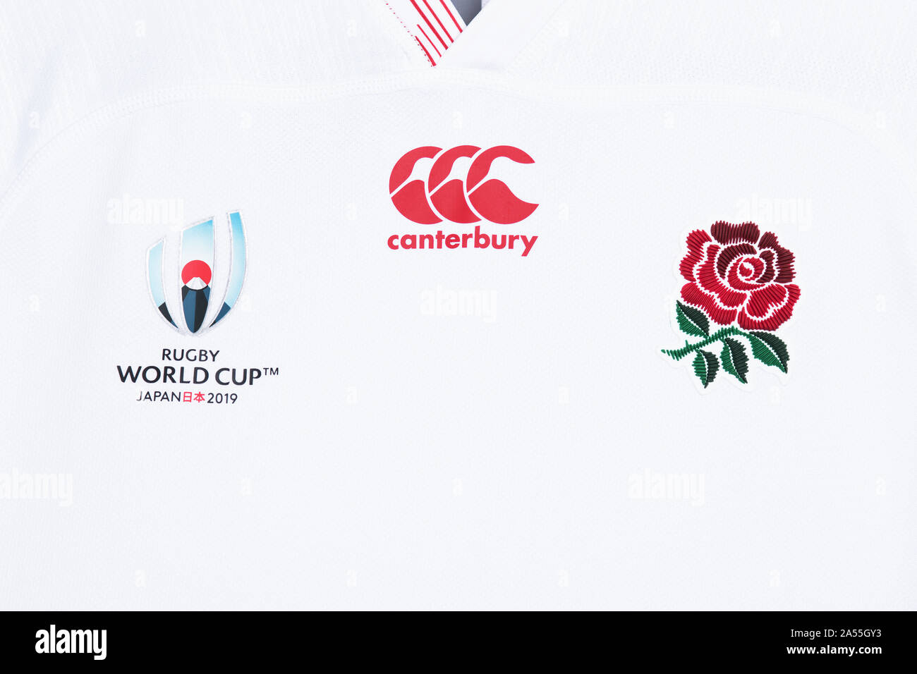 Close up of England Rugby World Cup 2019 Canterbury Jersey Stock Photo -  Alamy