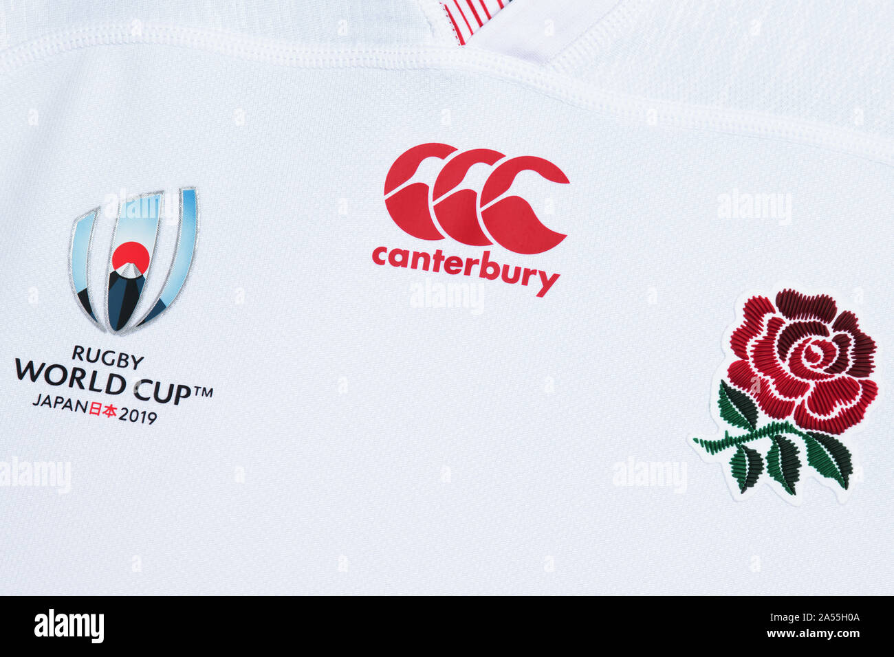 Close up of England Rugby World Cup 2019 Canterbury Jersey Stock Photo