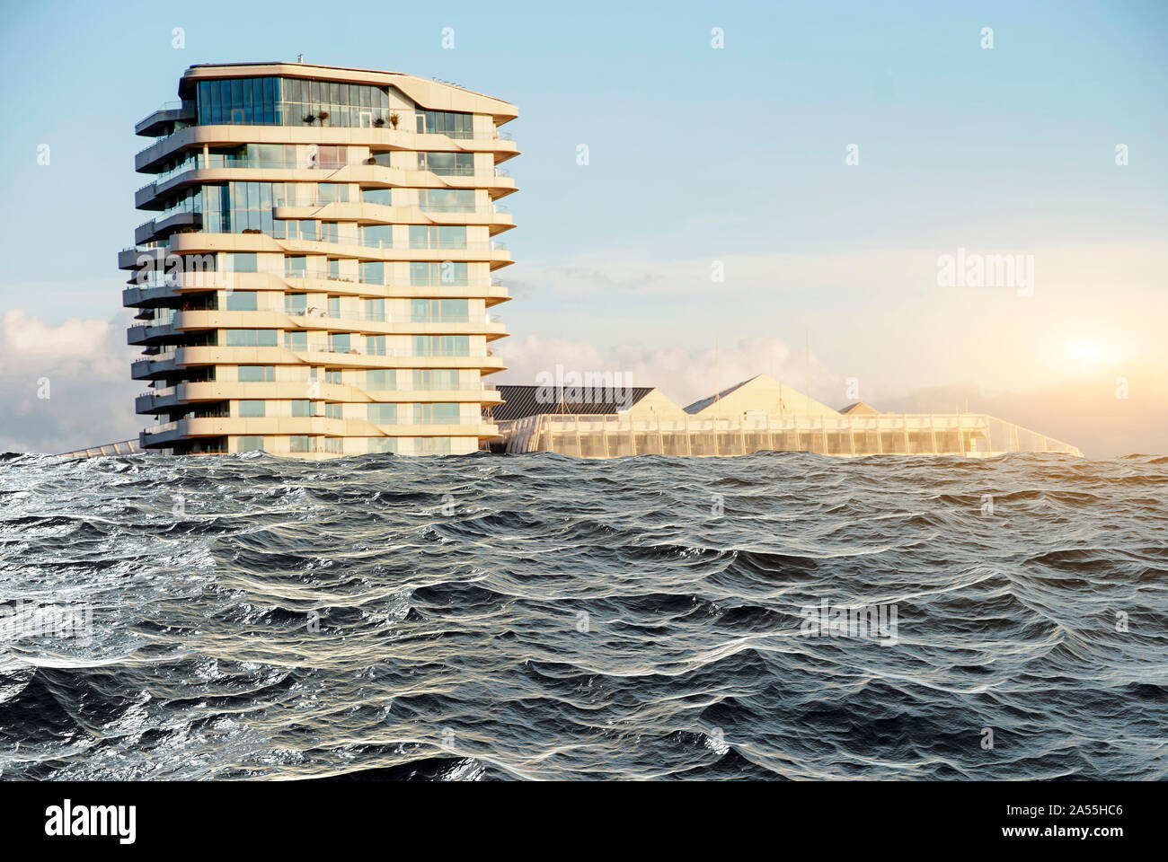 Consequences of climate change for Hamburg  - Germany Stock Photo