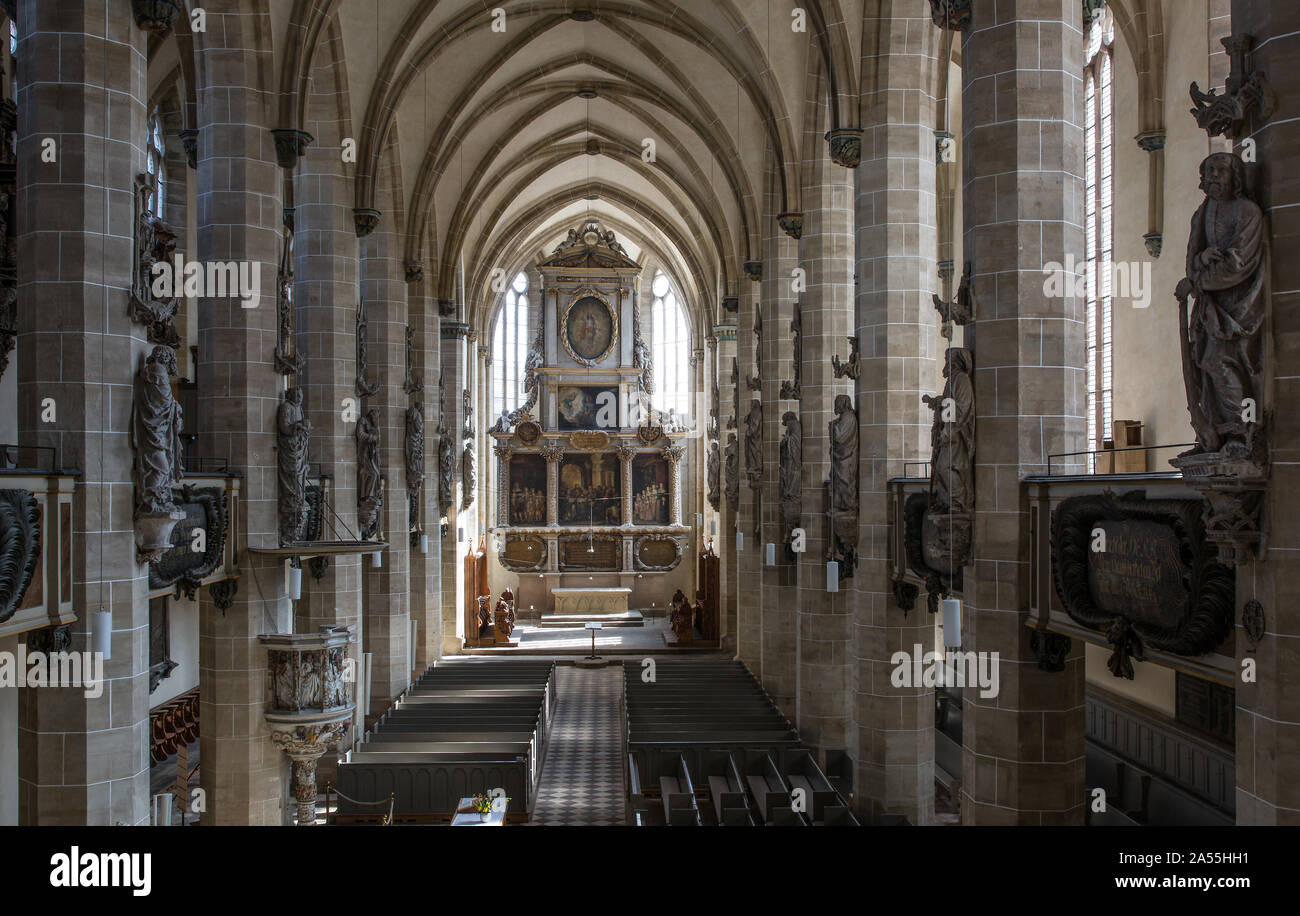Halle, Dom von Innen. Halle S Dom Innenraum nach Osten. Ehemalige Dominikanerkirche. Dom aus dem 17. Jh. Sächsische Renaissance. Stock Photo