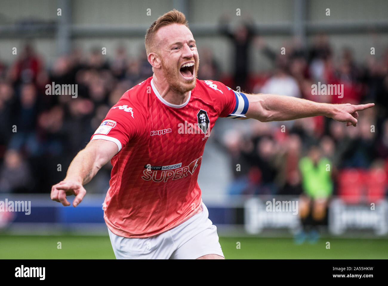 Salford City FC 1-0 Cambridge United. Salford striker, Adam Rooney  celebrates scoring Stock Photo - Alamy
