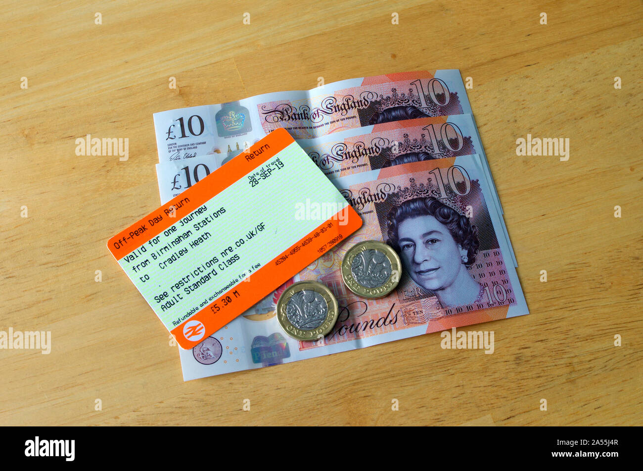 UK Train Ticket Depicting Train Prices With Money Stock Photo Alamy