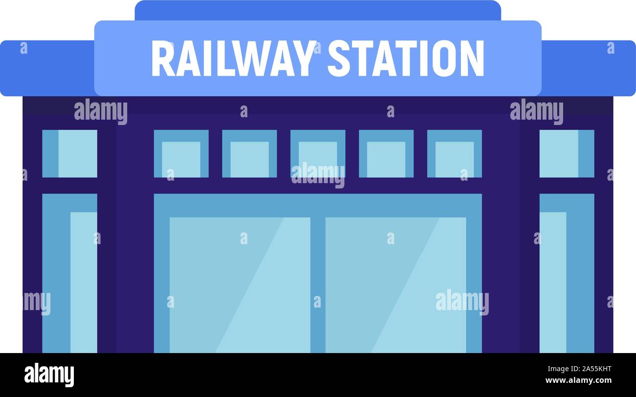 Glass railway station icon. Flat illustration of glass railway station vector icon for web design Stock Vector