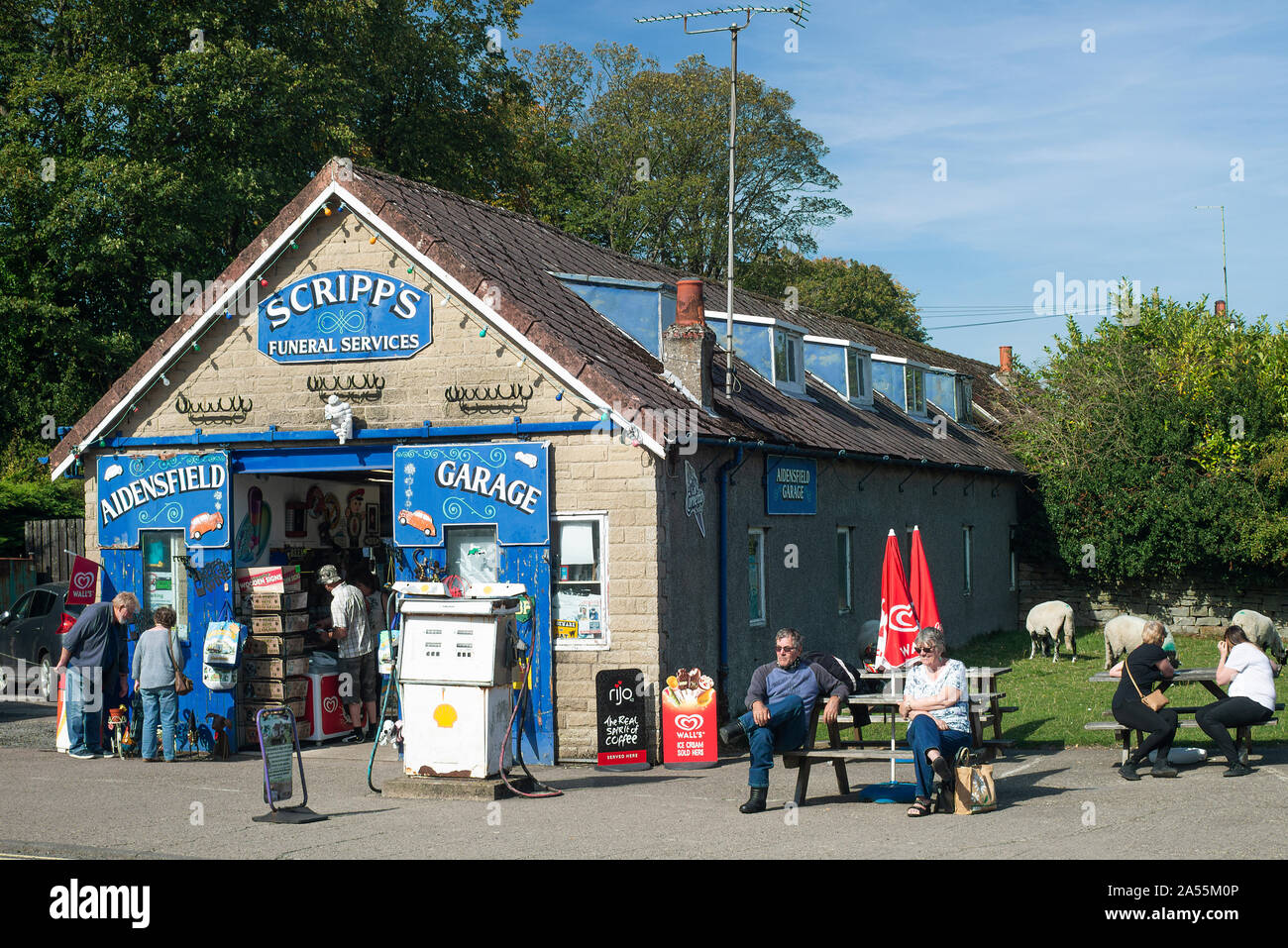 The Famous Aidensfield Garage Featured in Heartbeat Television Soap Opera in Goathland North Yorkshire England United Gingdom UK Stock Photo