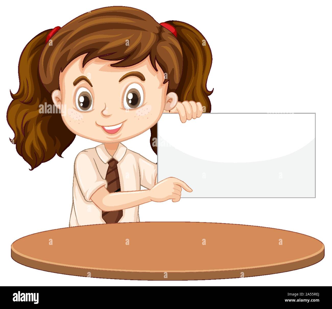 One happy girl with blank sign illustration Stock Vector Image & Art ...