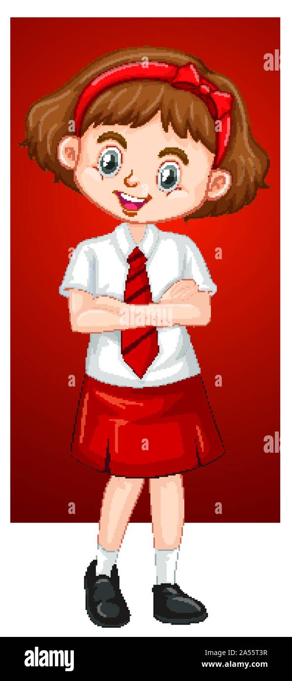 Happy girl in school uniform illustration Stock Vector Image & Art - Alamy