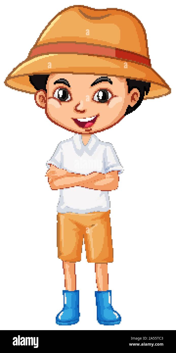 One happy boy with brown hat illustration Stock Vector Image & Art - Alamy