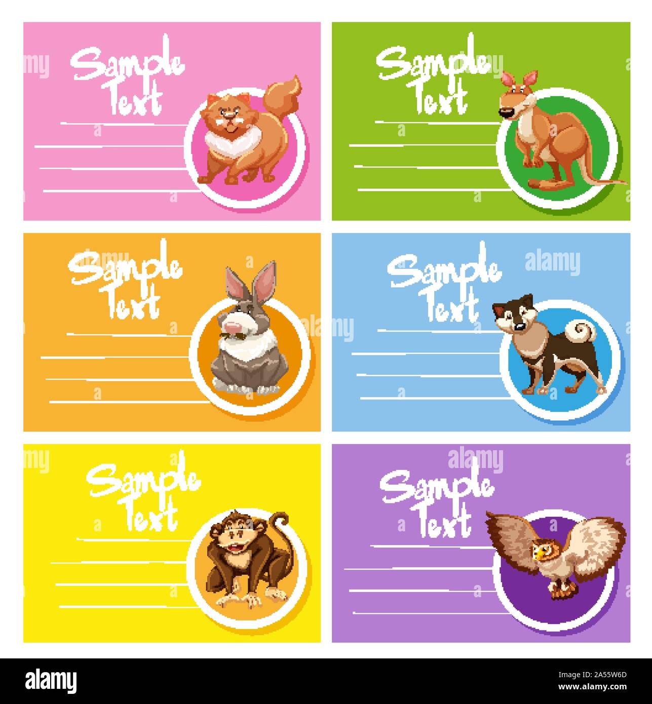 Animal Card Html Card template with cute animals illustration Stock Vector Image & Art ...