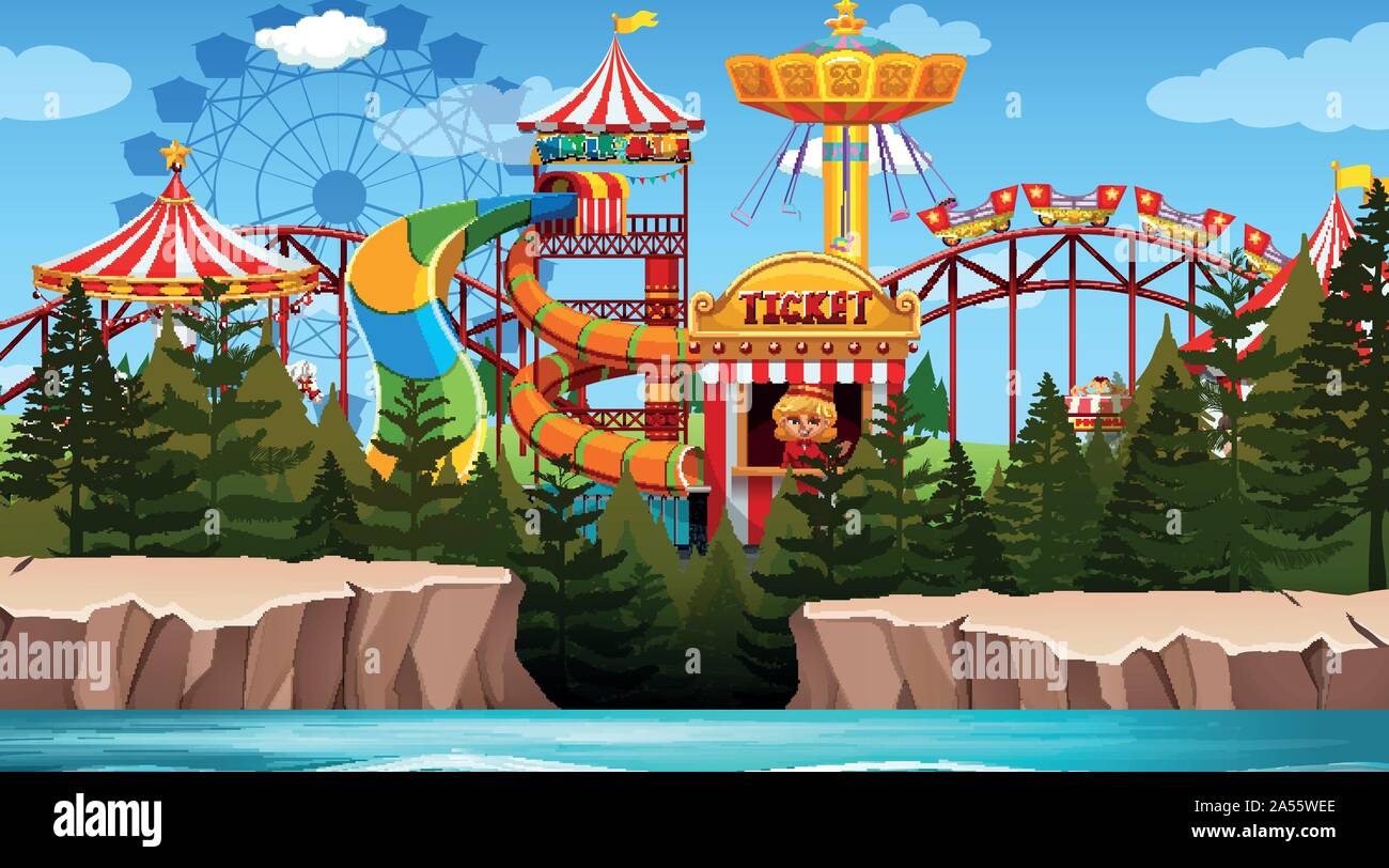 Outdoor fun park scene empty illustration Stock Vector Image & Art - Alamy