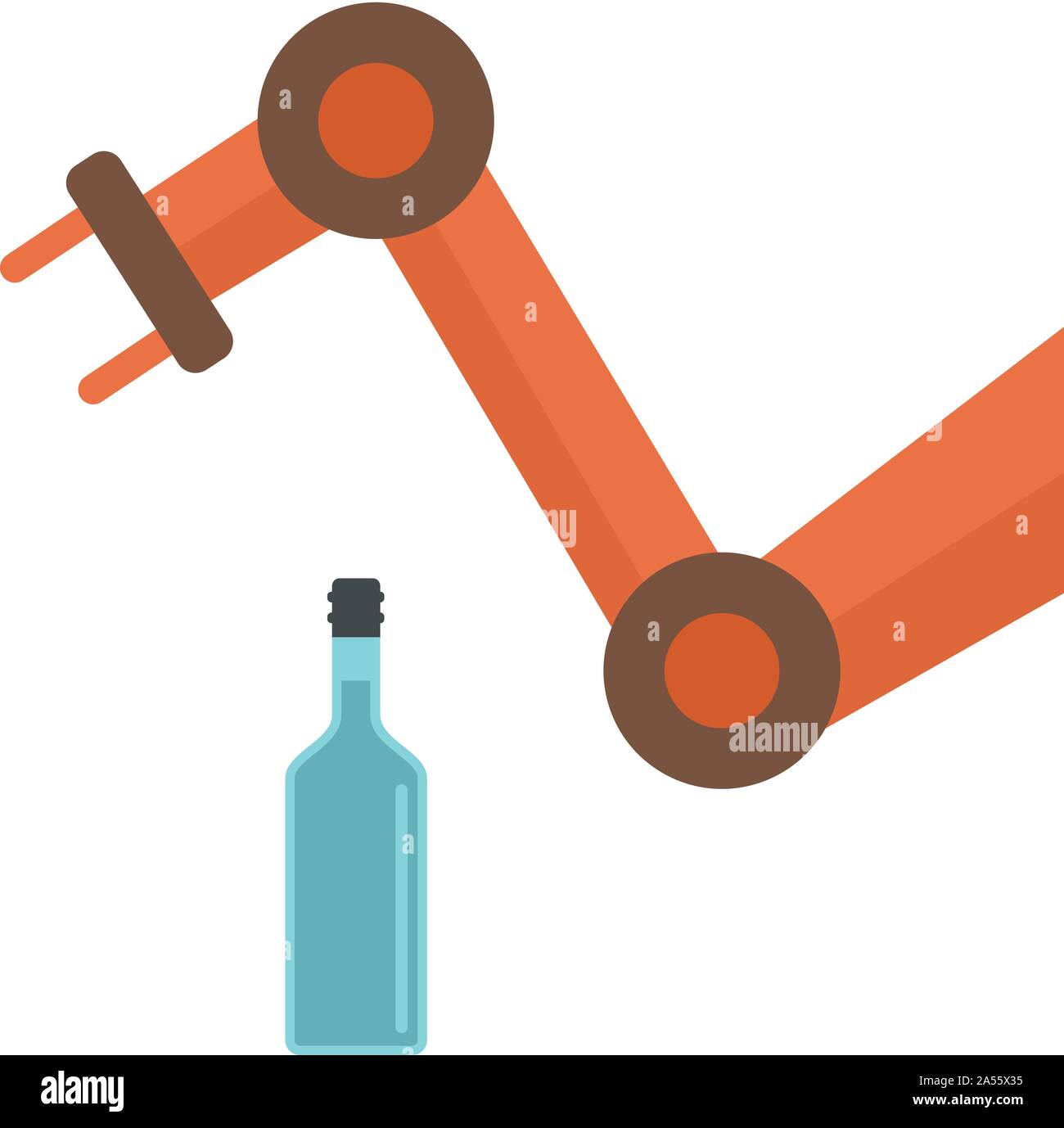 Hand robot take bottle icon. Flat illustration of hand robot take bottle vector icon for web design Stock Vector
