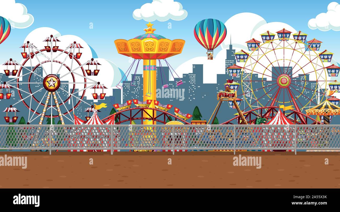 Outdoor fun park scene empty illustration Stock Vector Image & Art - Alamy