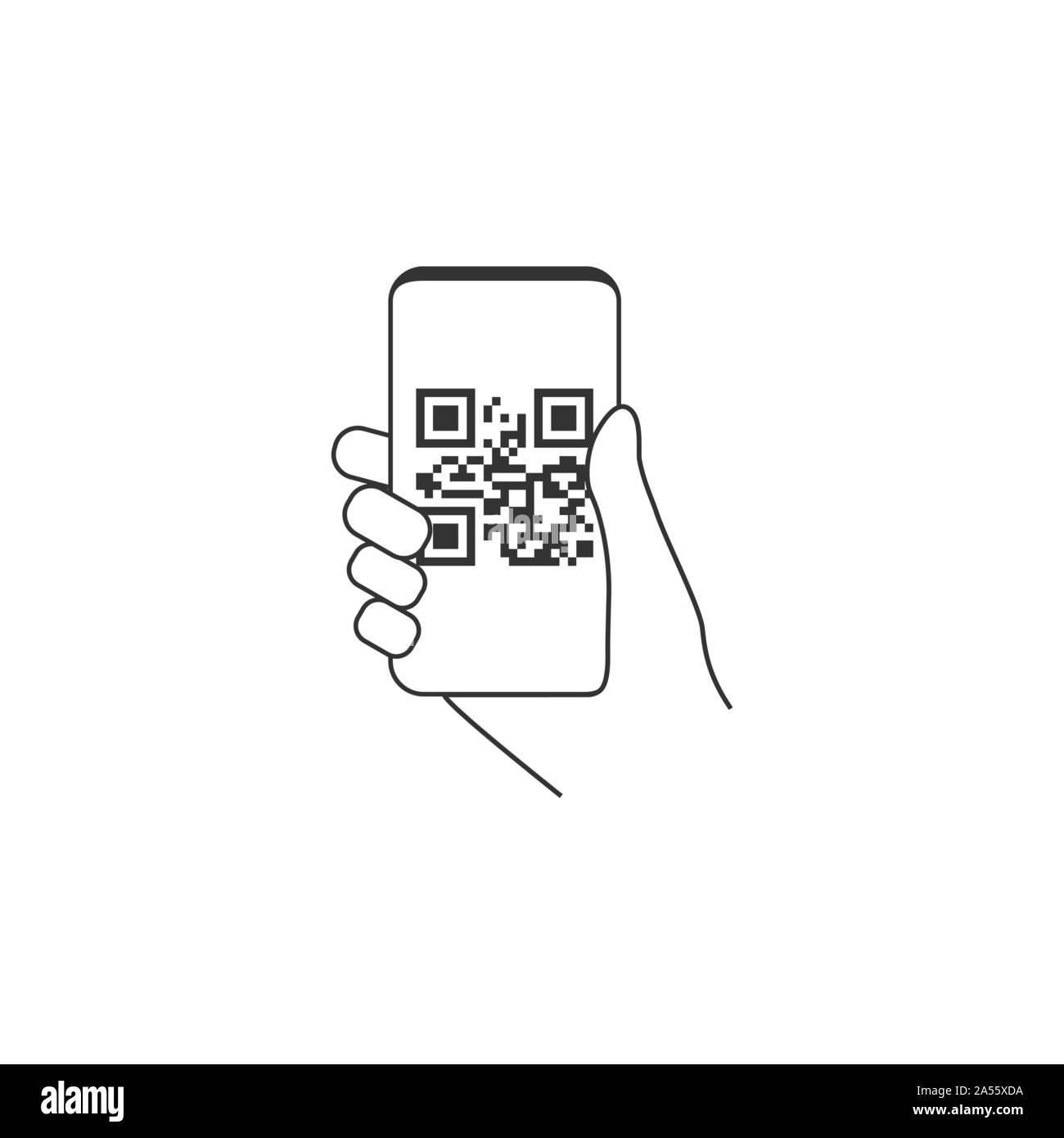 Vector illustration, flat design. Smartphone QRcode icon Stock Vector