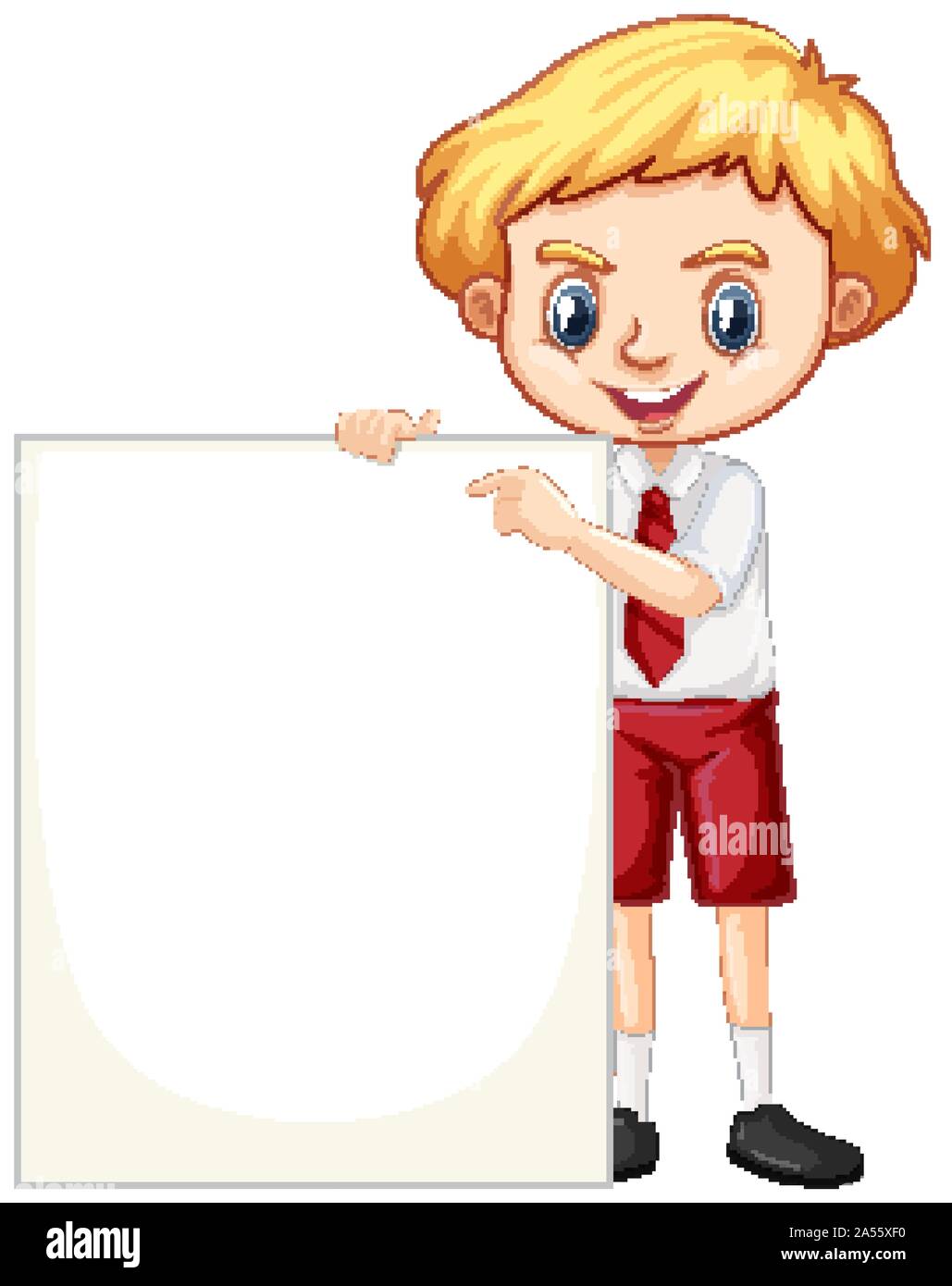 One happy boy with blank board illustration Stock Vector Image & Art ...